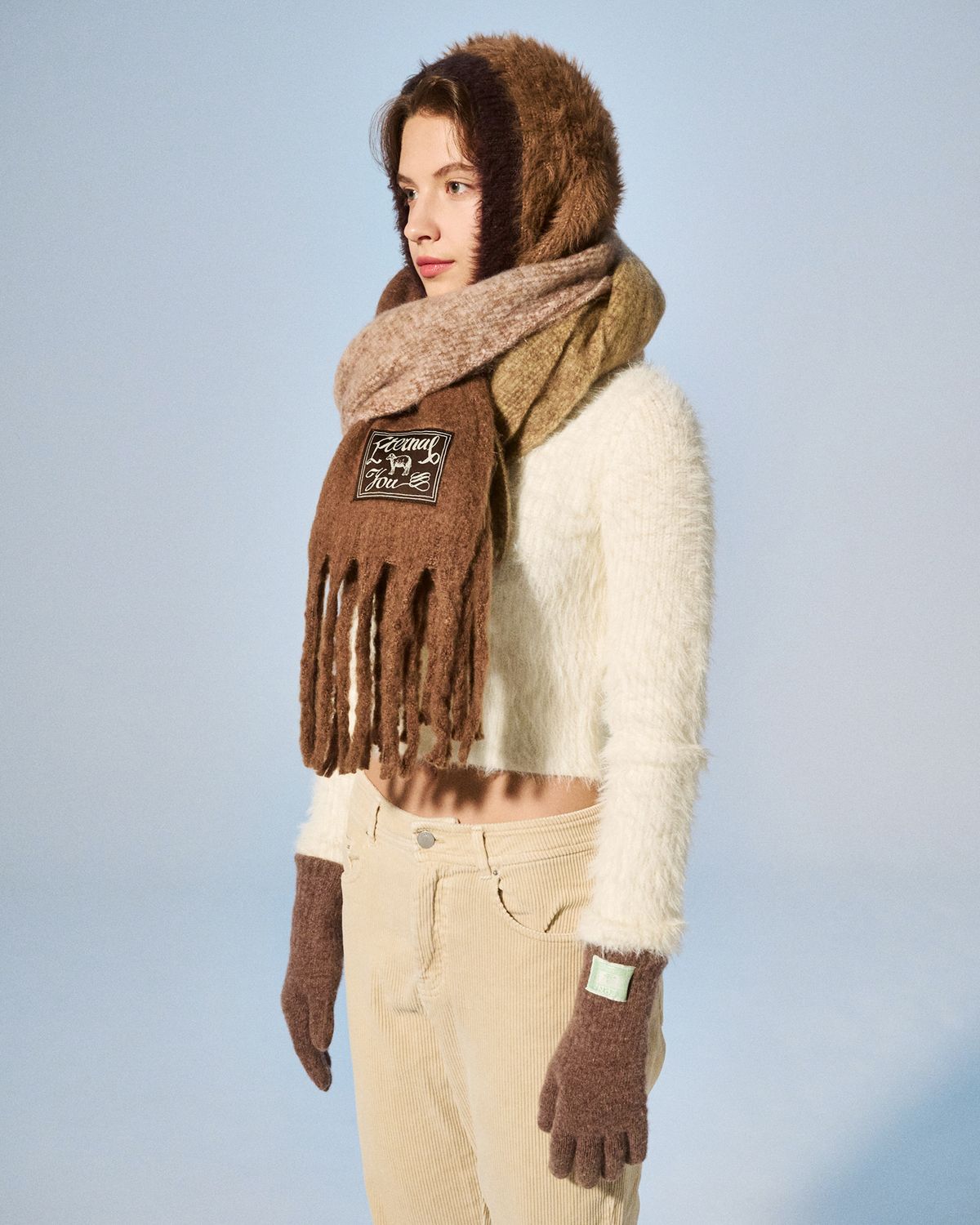 이터널유(ETERNALYOU) Cuello Brown 모헤어 머플러