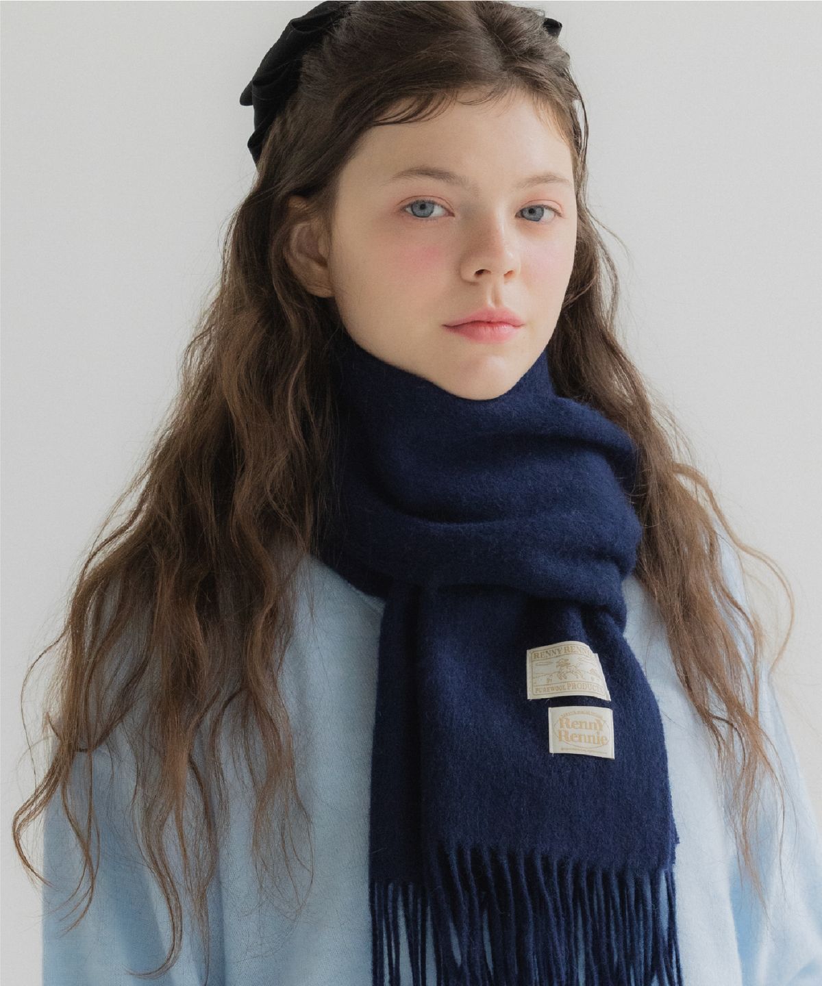 래니래니(RENNYRENNIE) PREMIUM PURE WOOL 100 MUFFLER [ NAVY ] - 프리미엄 울 100 머플러 (M001NV)