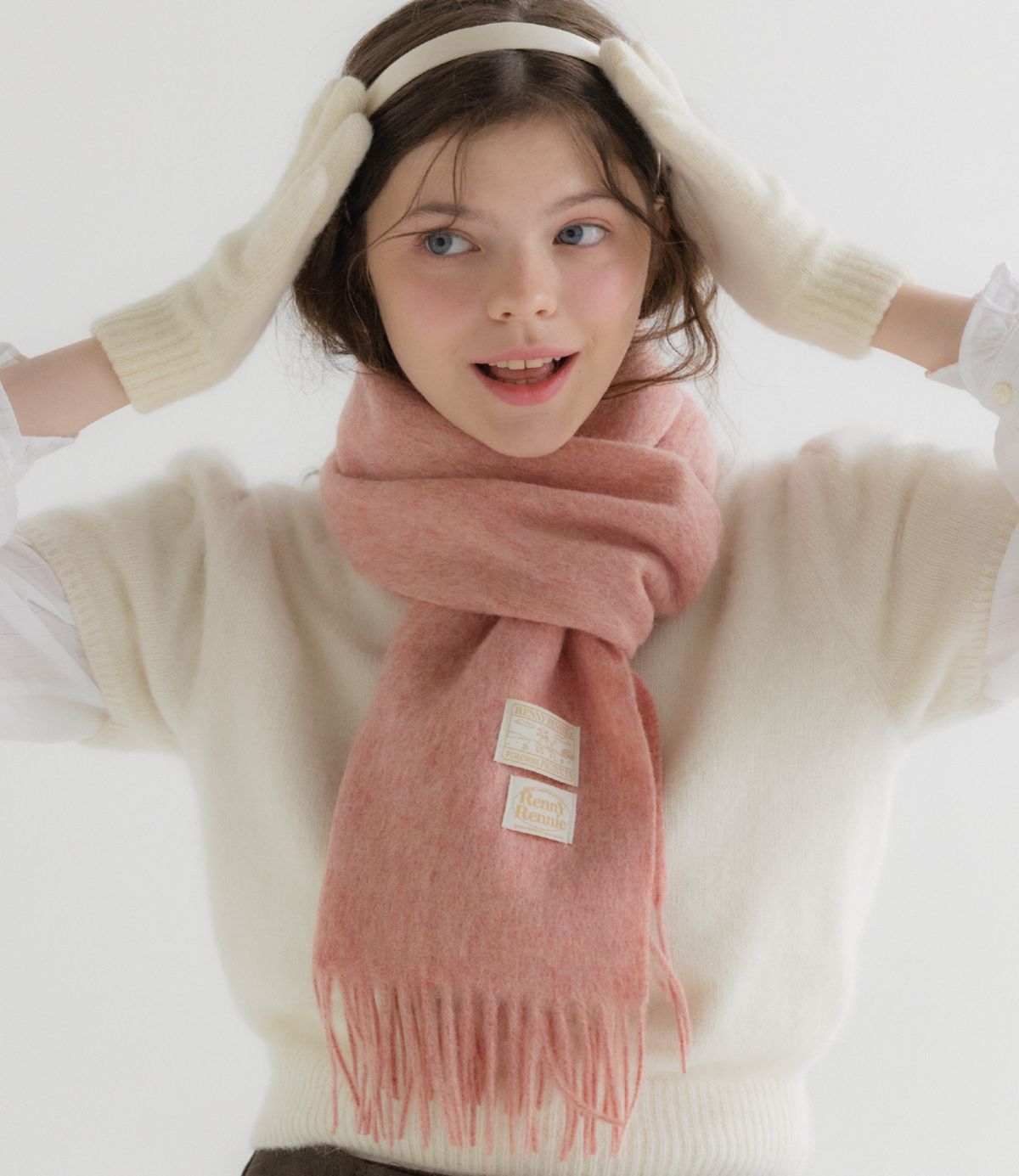 래니래니(RENNYRENNIE) PREMIUM PURE WOOL 100 MUFFLER [ CANDY PINK ] - 프리미엄 울 100 머플러 (M001DP)