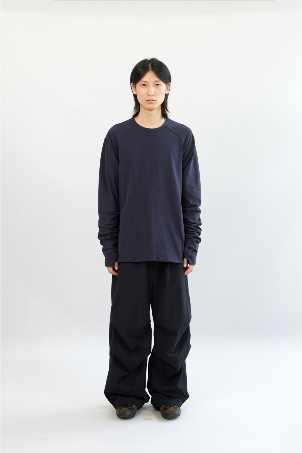 해칭룸(HATCHINGROOM) Double Sleeve Tee Blue Charcoal