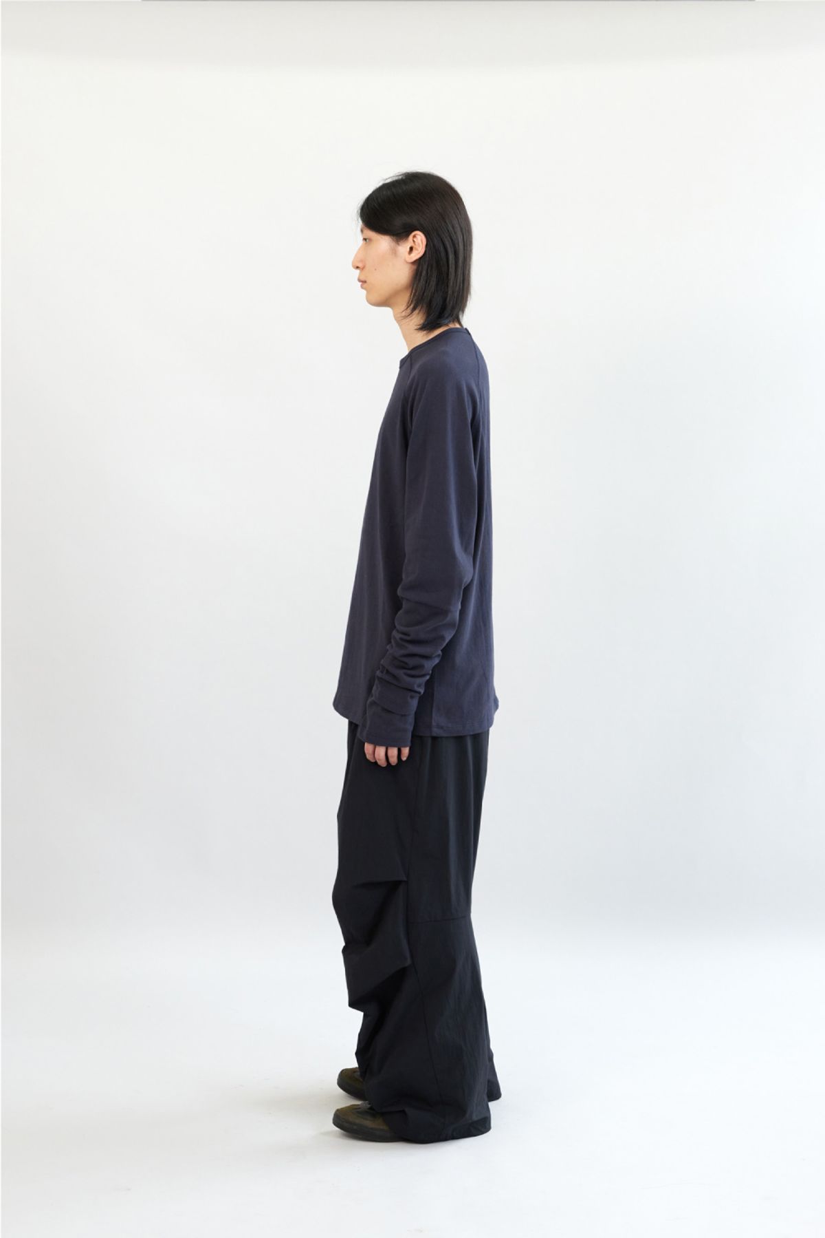 해칭룸(HATCHINGROOM) Double Sleeve Tee Blue Charcoal