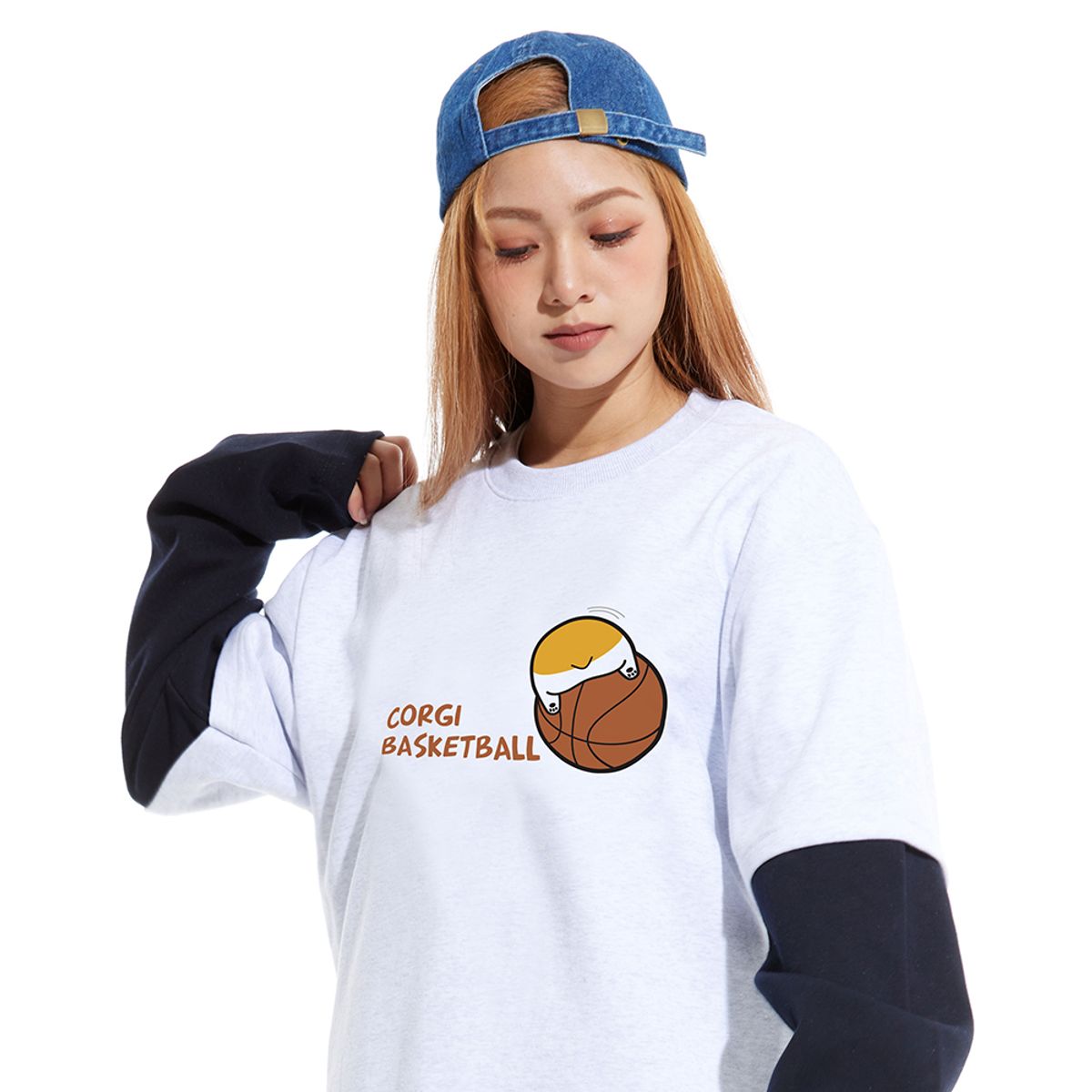 스터프(STUFF) 코기릴리 데구르 레이어드 롱슬리브 티셔츠
