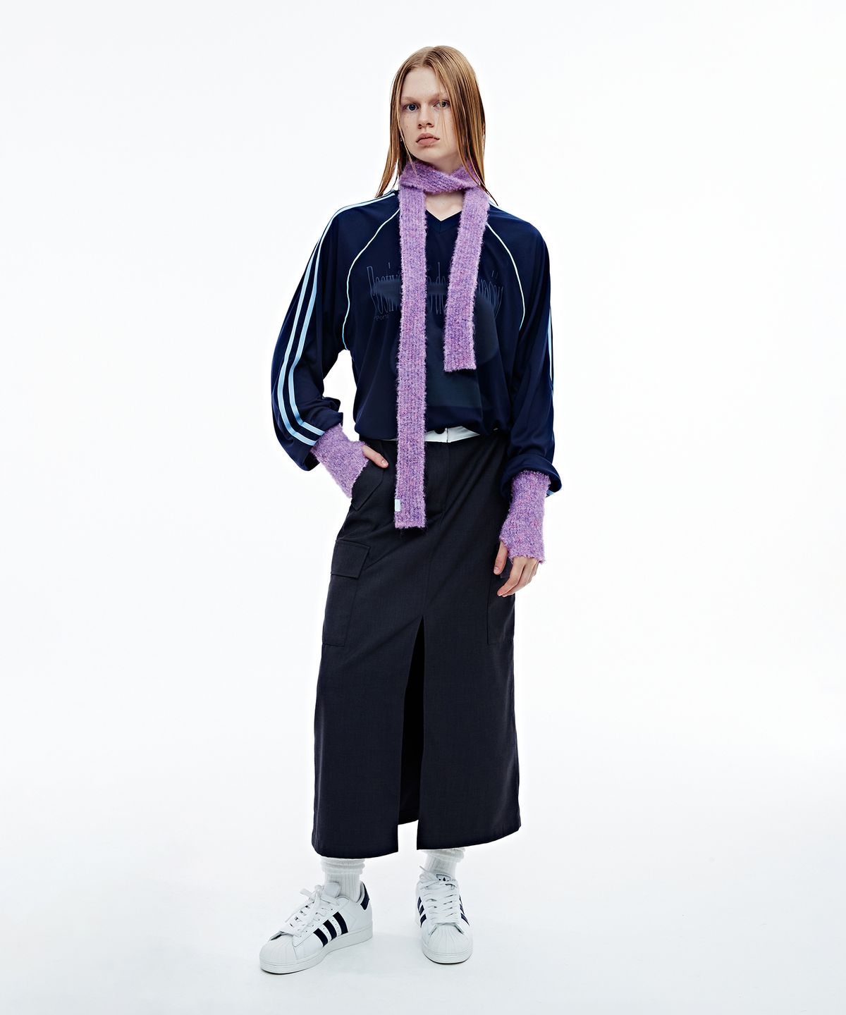 페넥(FENNEC) BOUCLE KNIT MUFFLER - FUCHSIA PURPLE