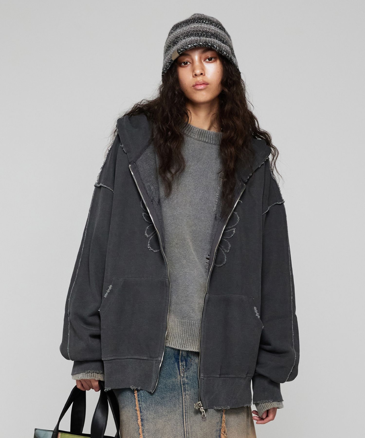 MUSINSA公式 | ULKIN [Runway] MUGUNG Vintage Zip-up Hoodie_Charcoal