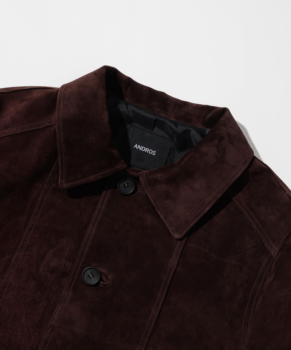 앤드로스(ANDROS) Single Suede French Coat - Deep Brown