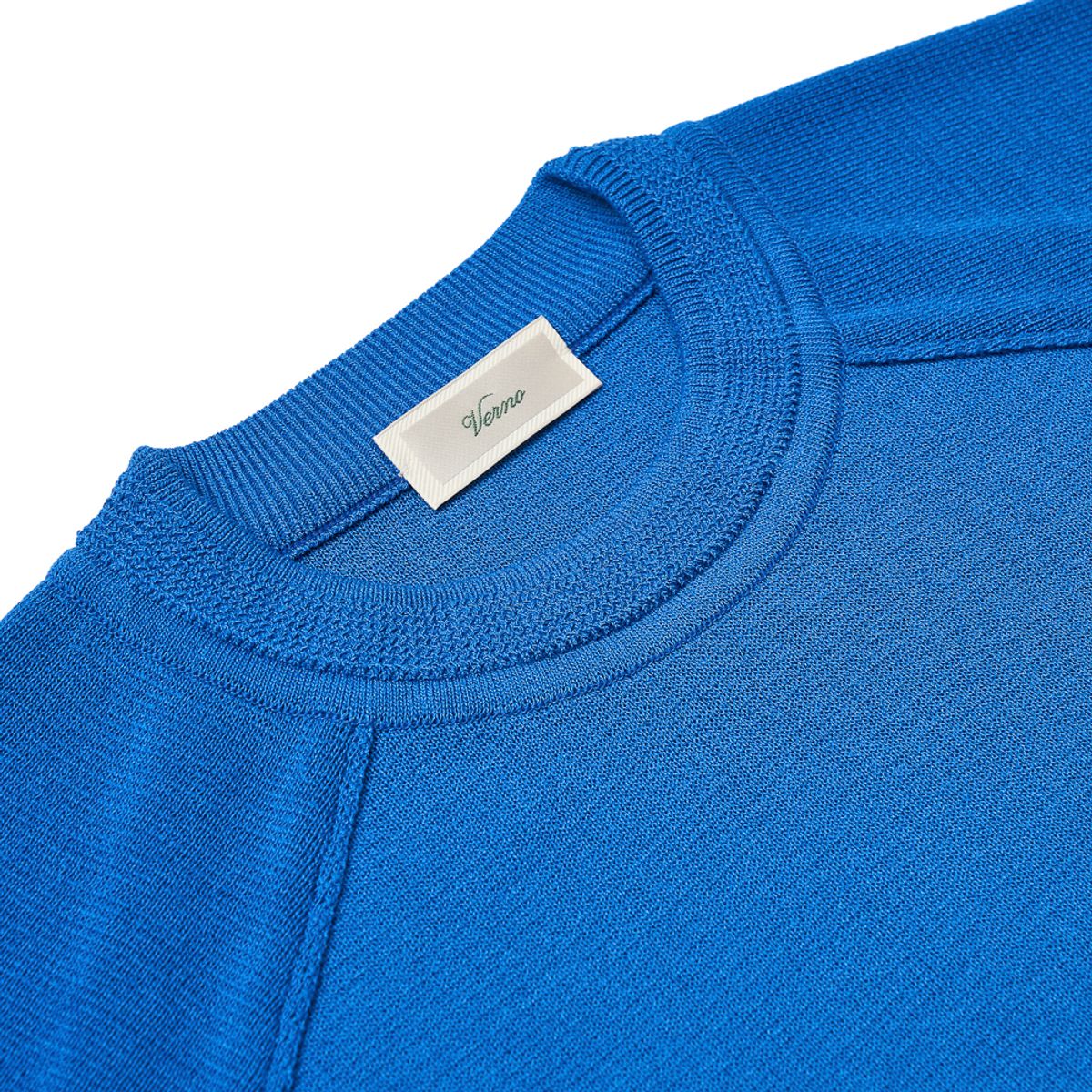 베르노(VERNO) [Casual] Raglan crew-neck knit blue