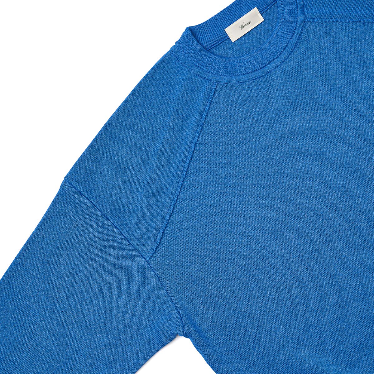 베르노(VERNO) [Casual] Raglan crew-neck knit blue