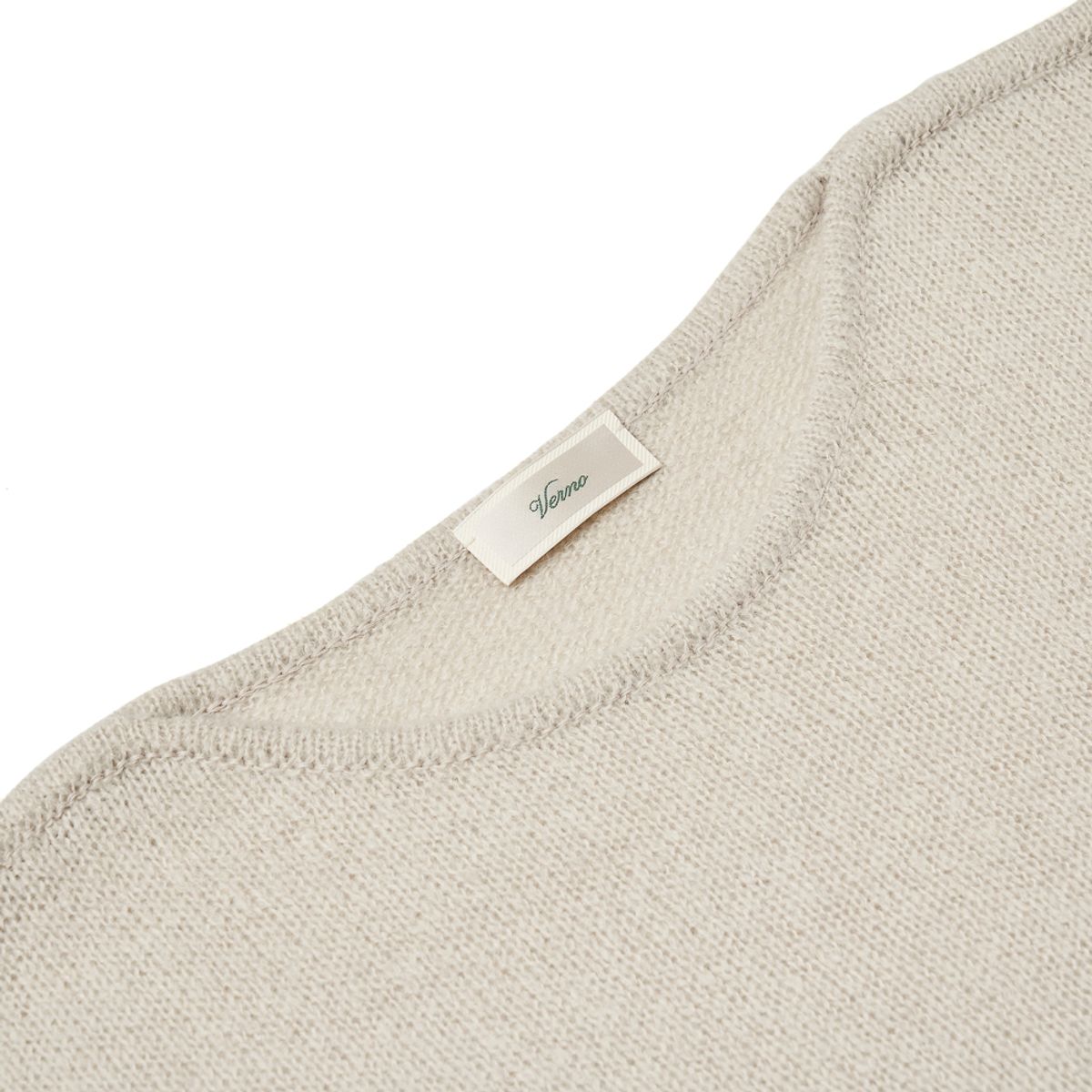 베르노(VERNO) [Casual] Alpaca piping crew-neck knit L.gray