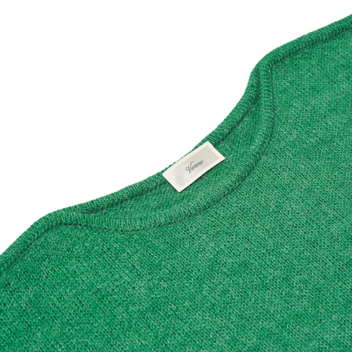 베르노(VERNO) [Casual] Alpaca piping crew-neck knit Green