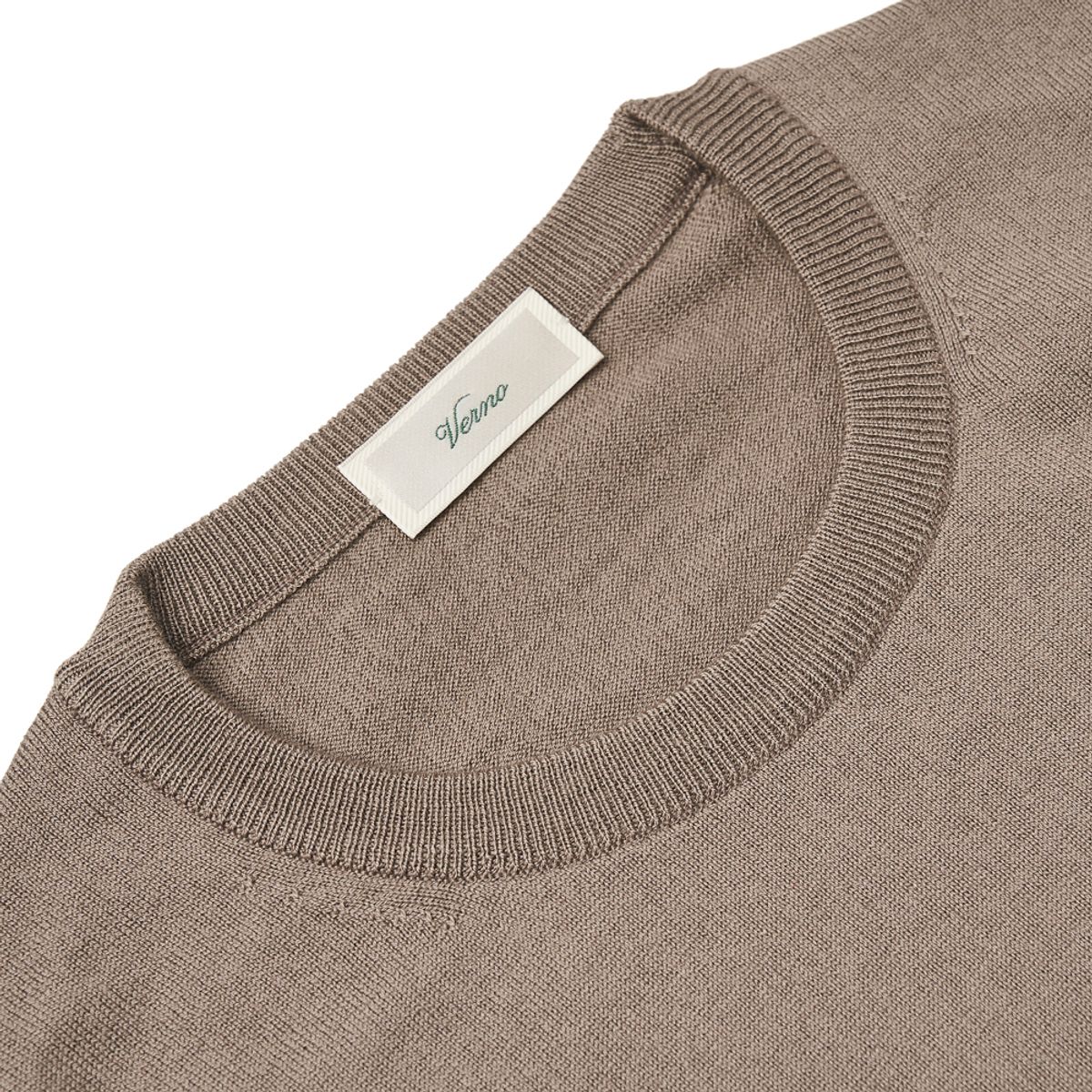 베르노(VERNO) Cashtouch crew-neck knit Khaki_Regular-fit