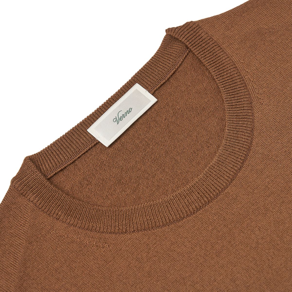 베르노(VERNO) Cashtouch crew-neck knit Brown_Regular-fit