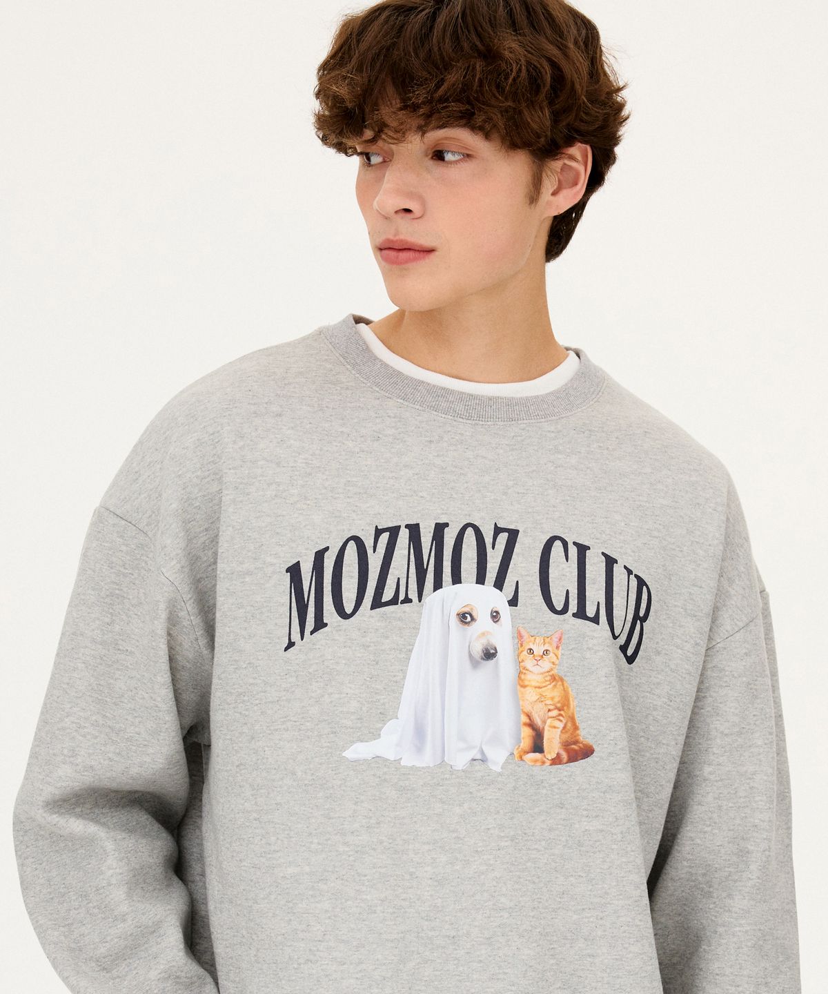 모즈모즈(MOZMOZ) [세트] 기모 그래픽 나염 오버핏 맨투맨