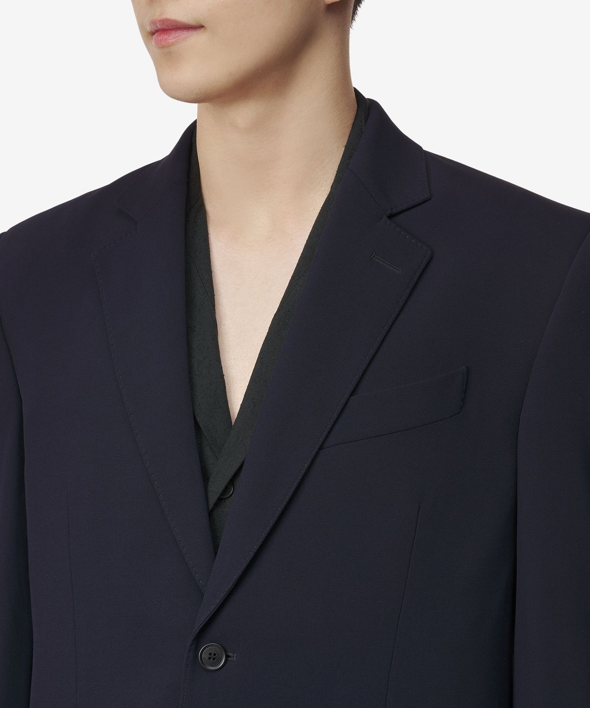 발렌시아가(BALENCIAGA) 버진 울 싱글 브레스티드 재킷 - 네이비 / 725139TNT094100