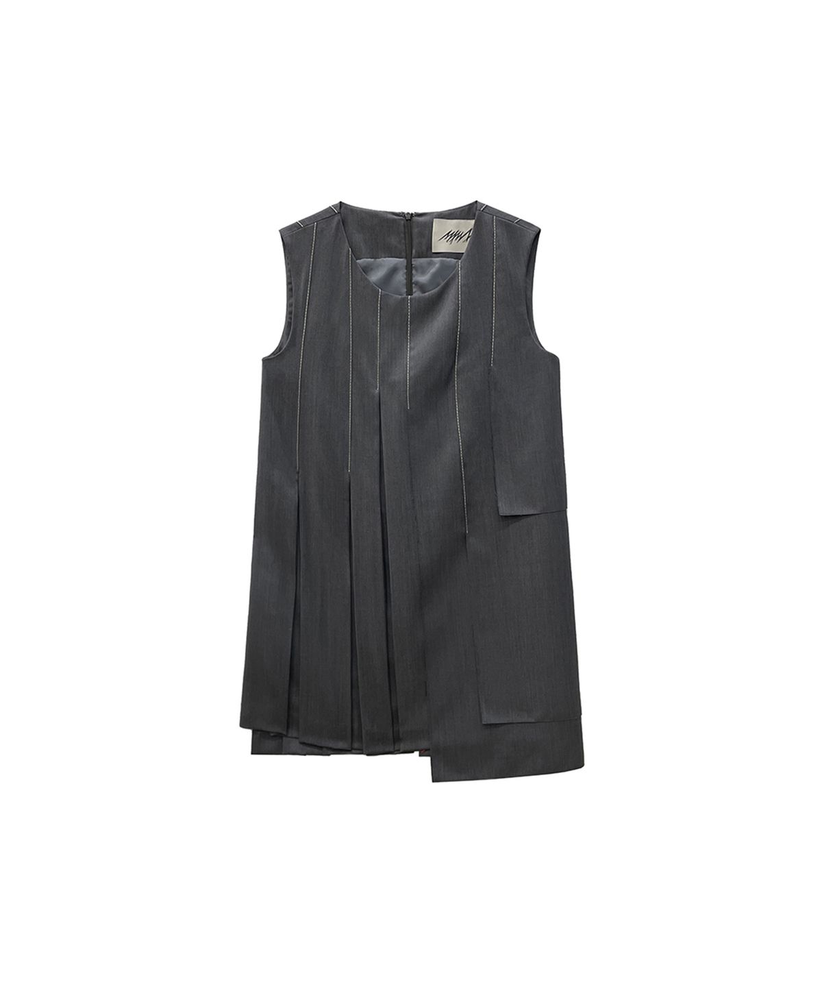 므아므(MMAM) Pleated unbalance stitch sleeveless dress