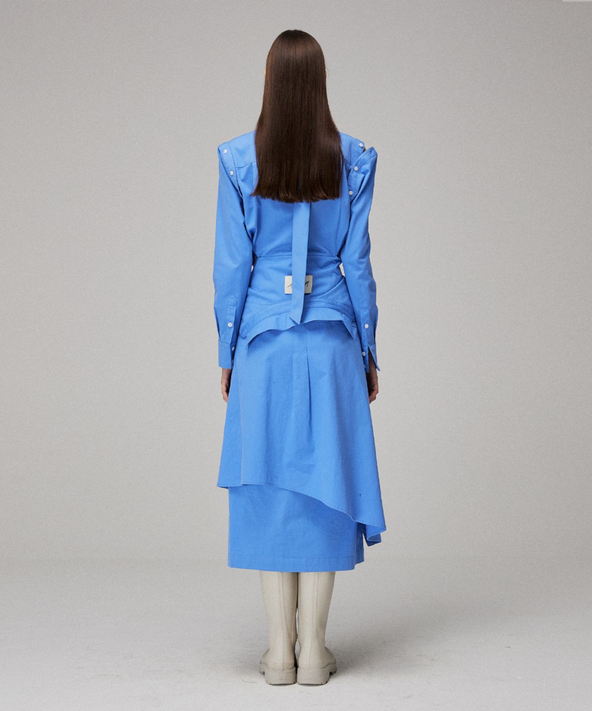 므아므(MMAM) Off sleeve tie shirt dress
