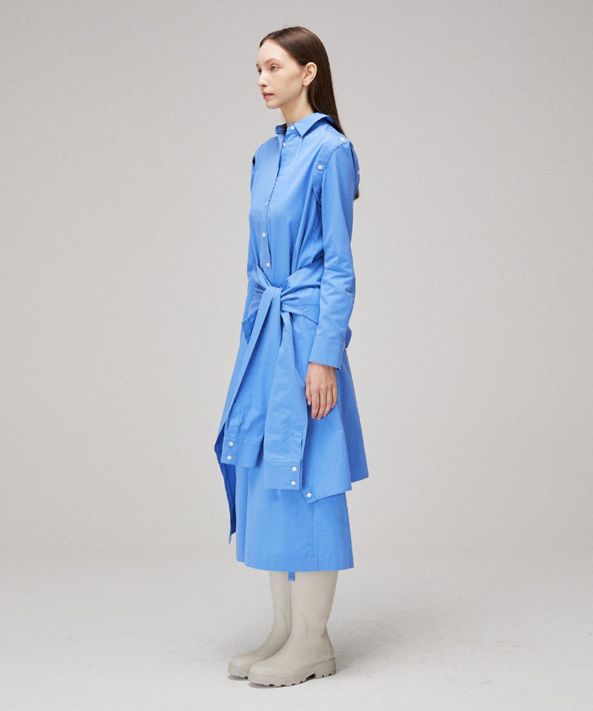 므아므(MMAM) Off sleeve tie shirt dress