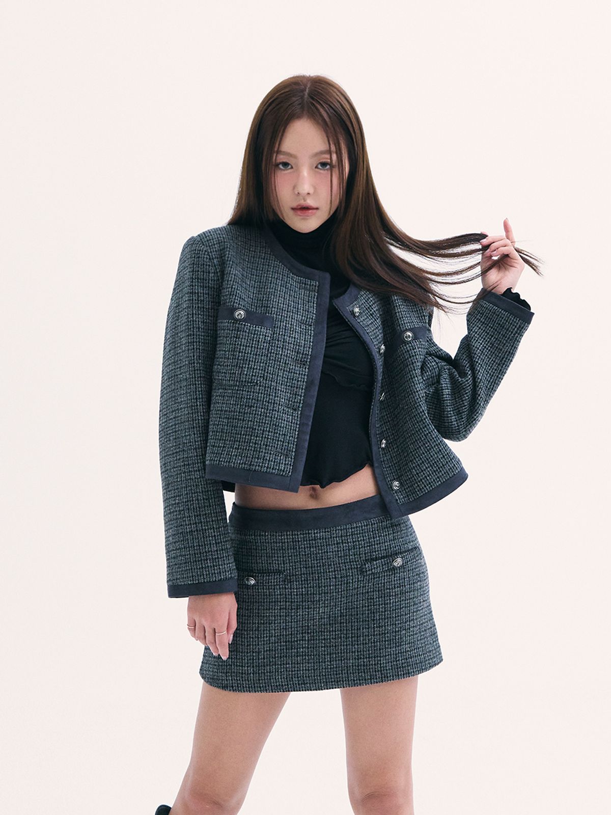 비에이블투(B ABLE TWO) Leona tweed skirt CHARCOLE