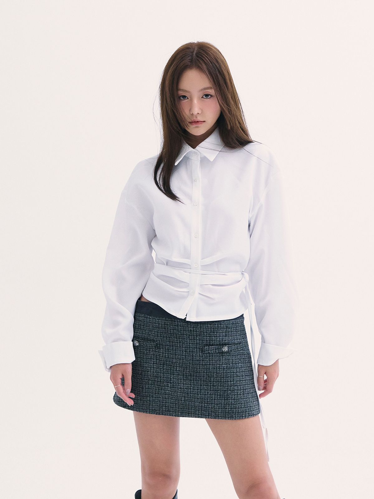 비에이블투(B ABLE TWO) Leona tweed skirt CHARCOLE