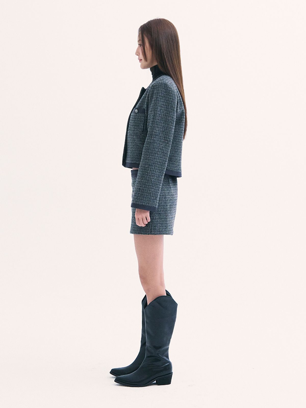 비에이블투(B ABLE TWO) Leona tweed skirt CHARCOLE
