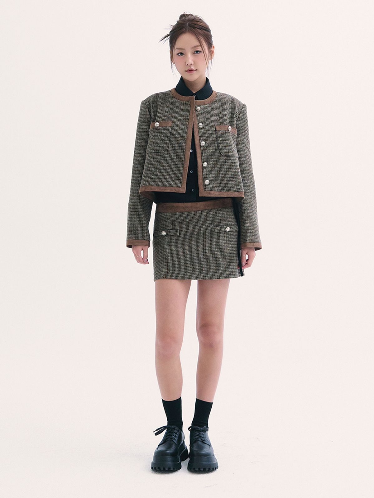 비에이블투(B ABLE TWO) Leona tweed skirt BROWN
