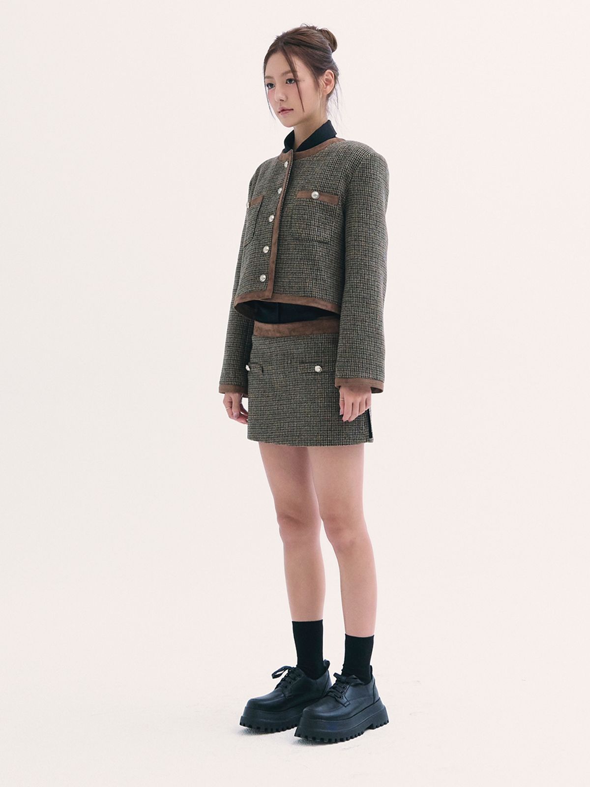 비에이블투(B ABLE TWO) Leona tweed skirt BROWN