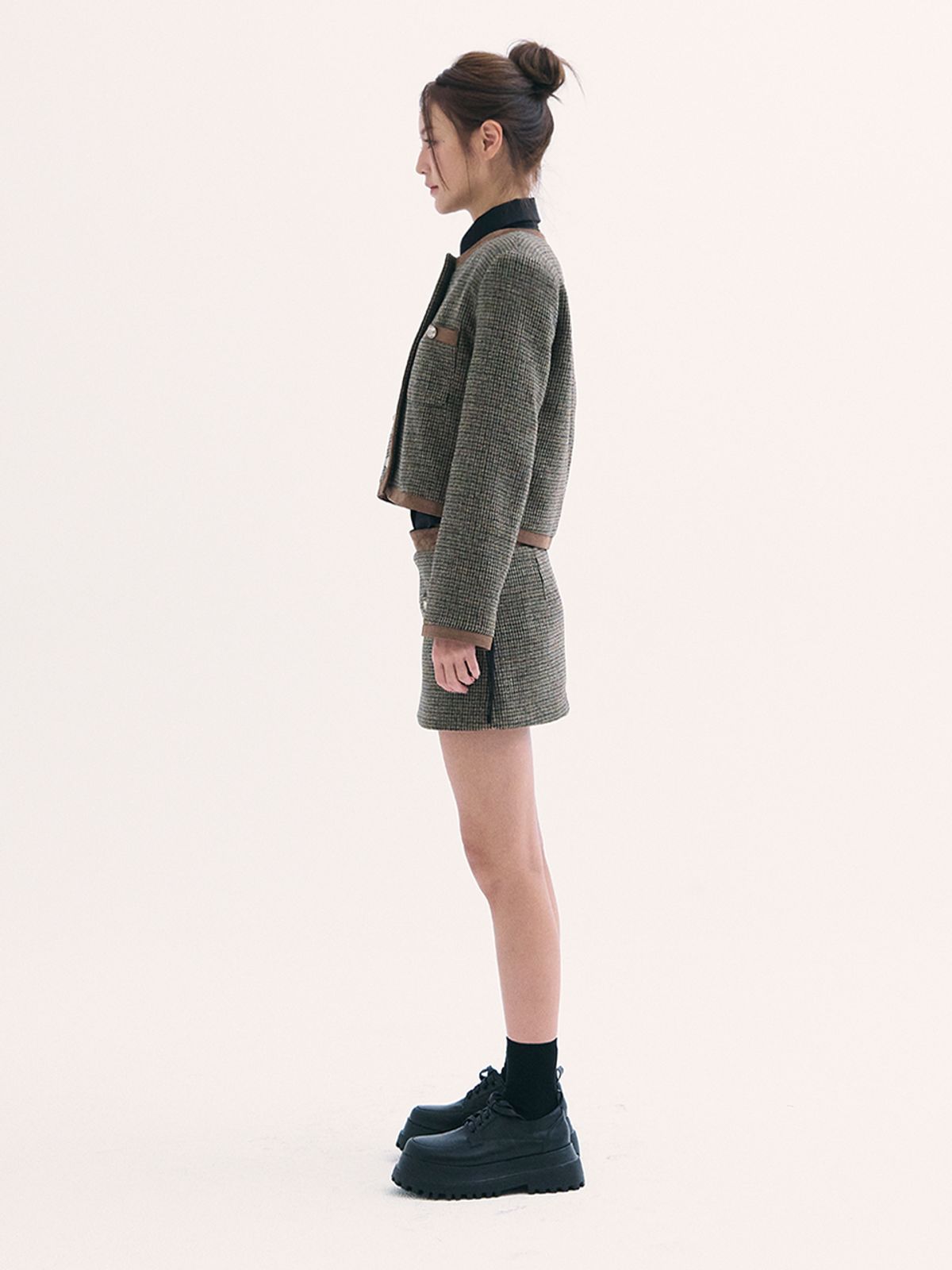 비에이블투(B ABLE TWO) Leona tweed skirt BROWN