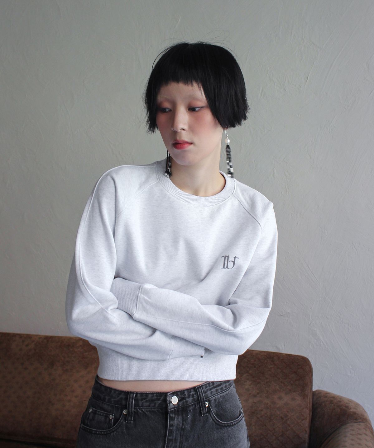 루바티(RUBATI) 심볼 로고 스웻셔츠_아이스멜란지
