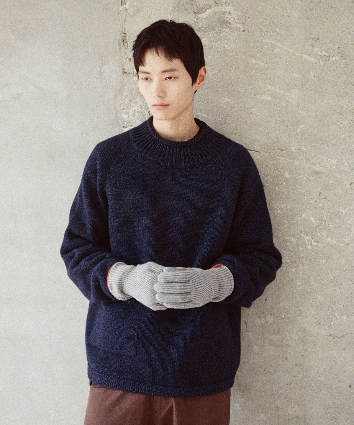 홀리선(HORLISUN) Bless Wool Rib Finger Gloves Melange Gray