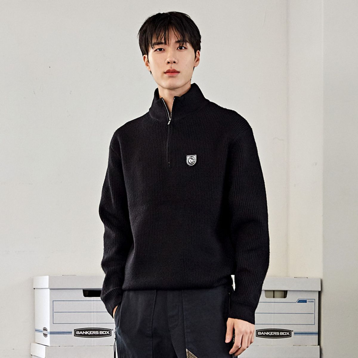 커스텀어스(CUSTOMUS) 캐시라이크 하프집업 하찌 풀오버 스웨터 CXS23WSPOB90