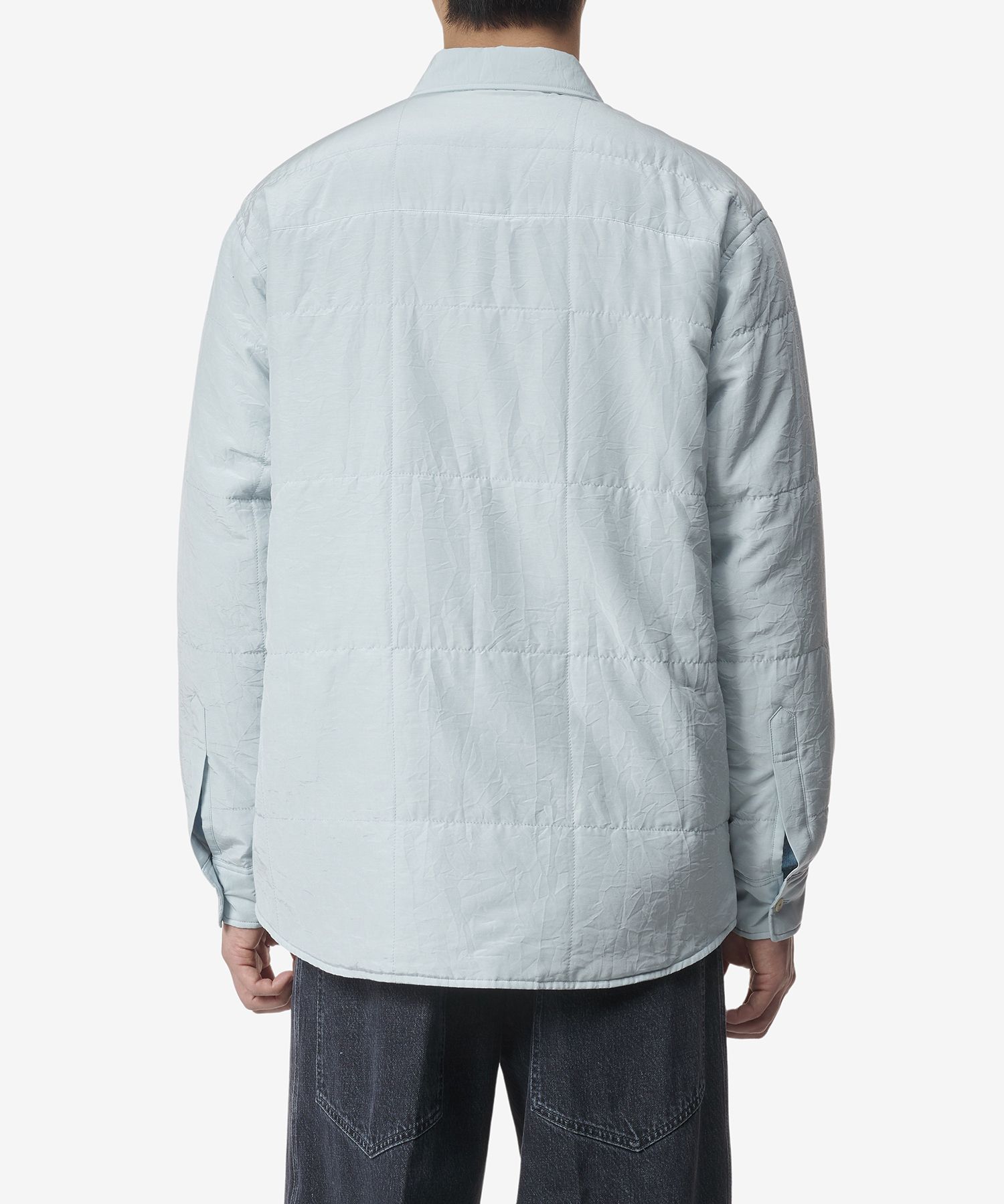 MUSINSA | AURALEE Quilted Light Silk Cotton Shirt - Light Blue