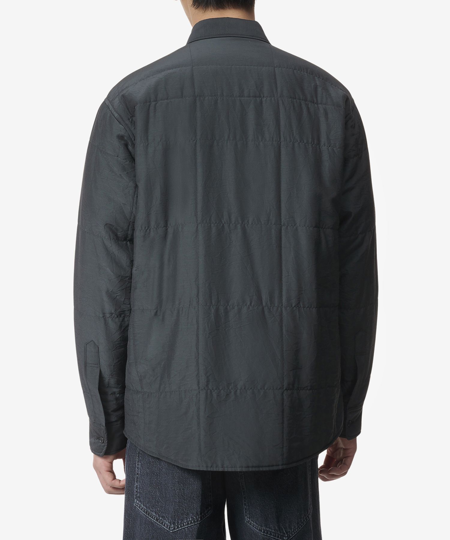 MUSINSA | AURALEE Quilted Light Silk Cotton Shirt - Ink Black