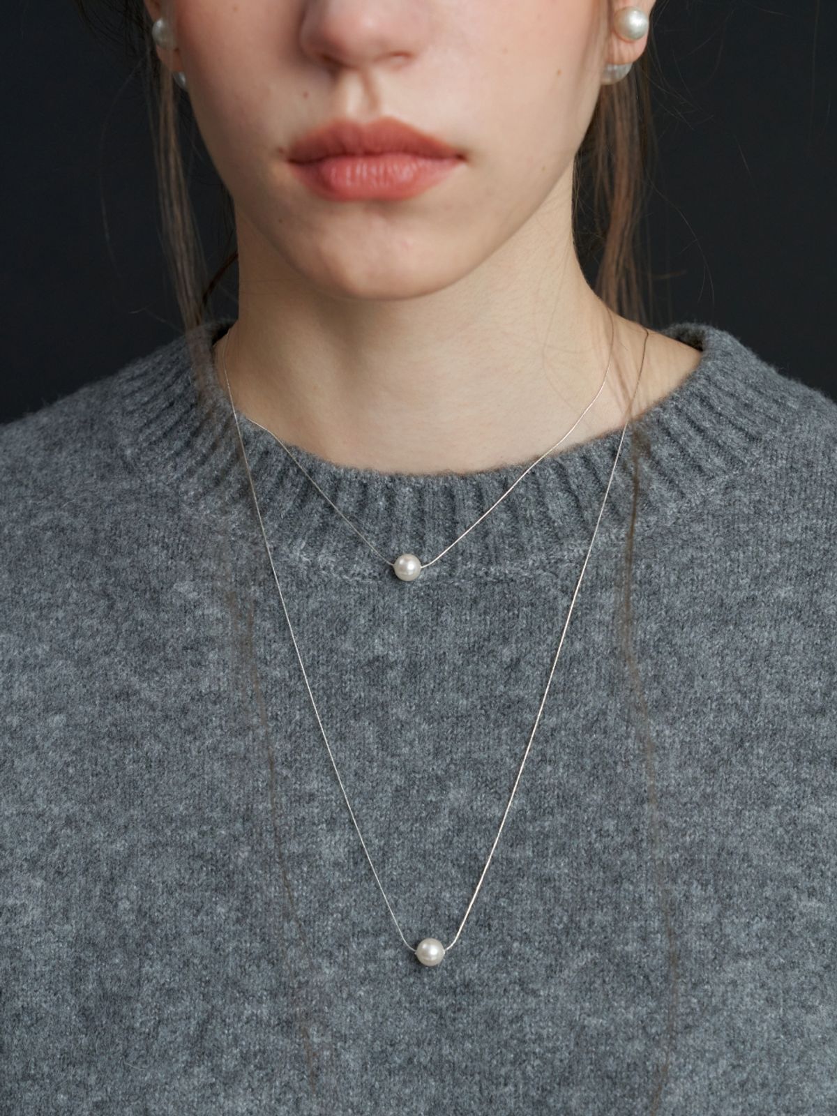 러브미몬스터(LOVE ME MONSTER) [Silver] Essential Pearl / Chain Long Necklace 8mm (L233MNK060)