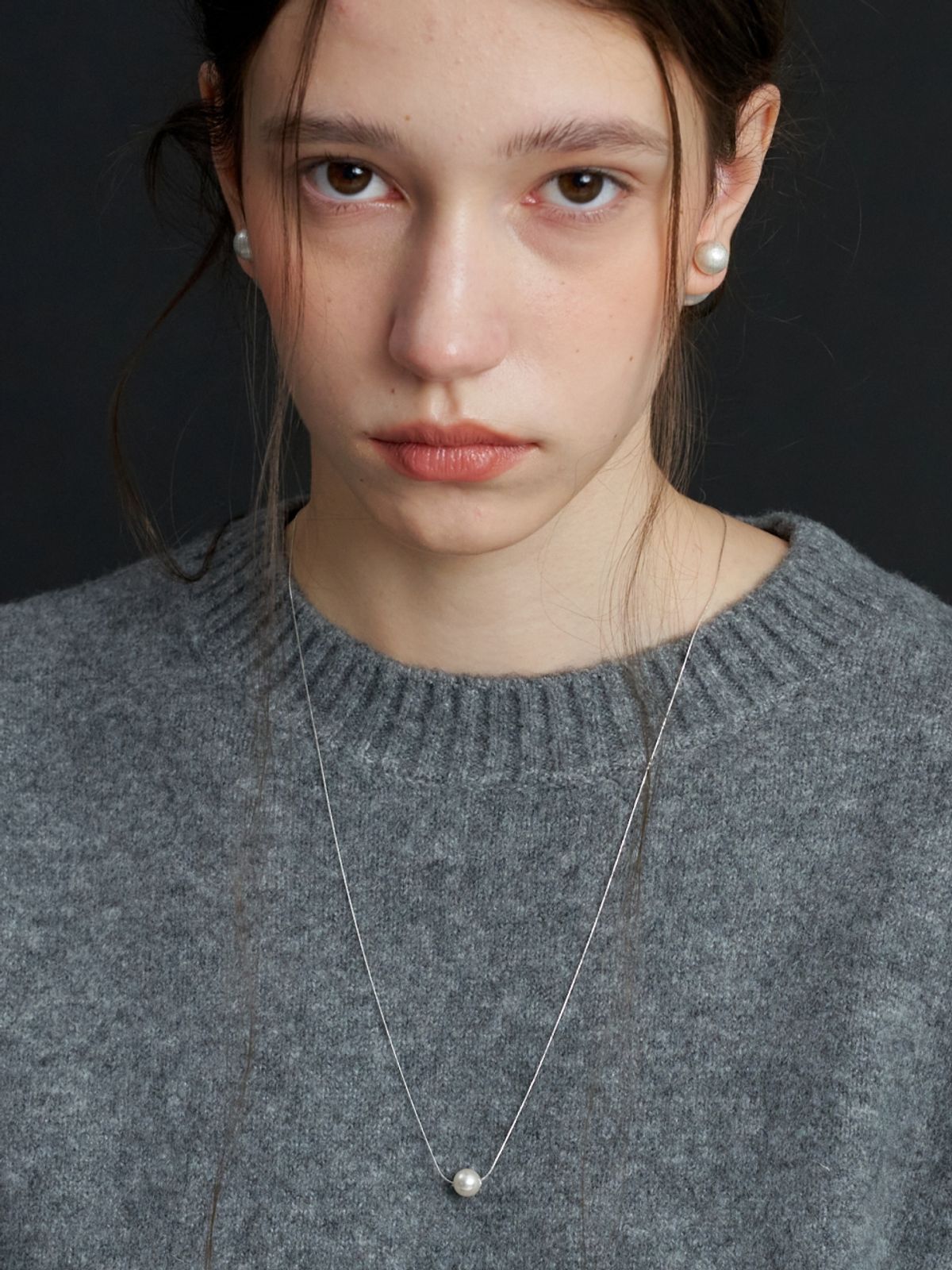 러브미몬스터(LOVE ME MONSTER) [Silver] Essential Pearl / Chain Long Necklace 8mm (L233MNK060)