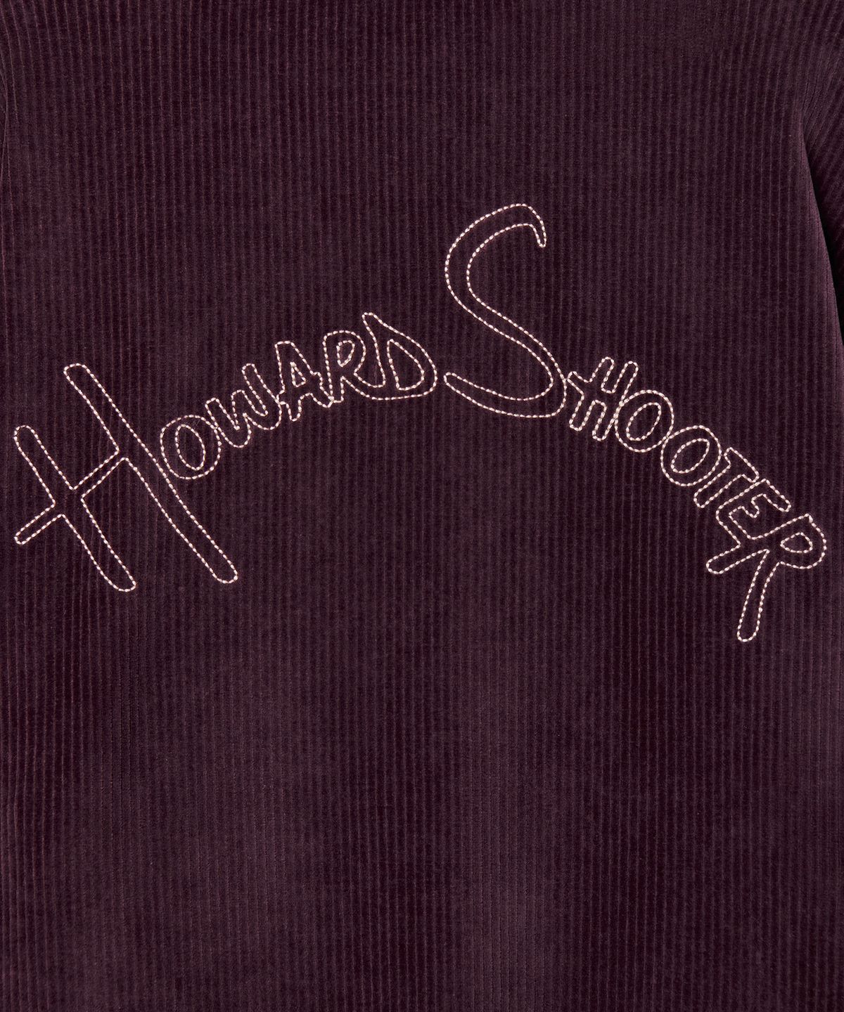 하워드슈터(HOWARDSHOOTER) 남여공용 코듀로이 세미오버핏 스판 후드 티셔츠 브라운(CORDUROY ARCH LOGO HOODIE BROWN)