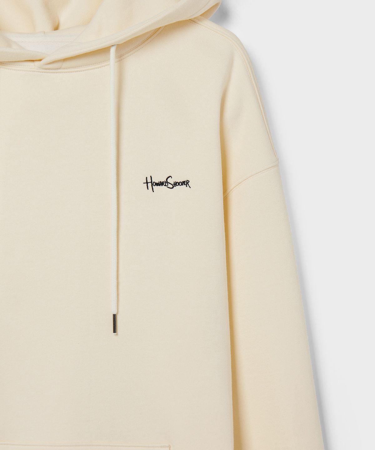 하워드슈터(HOWARDSHOOTER) 남여공용 스판 세미오버핏 후드티셔츠 아이보리 HS LOGO HOODIE ivory