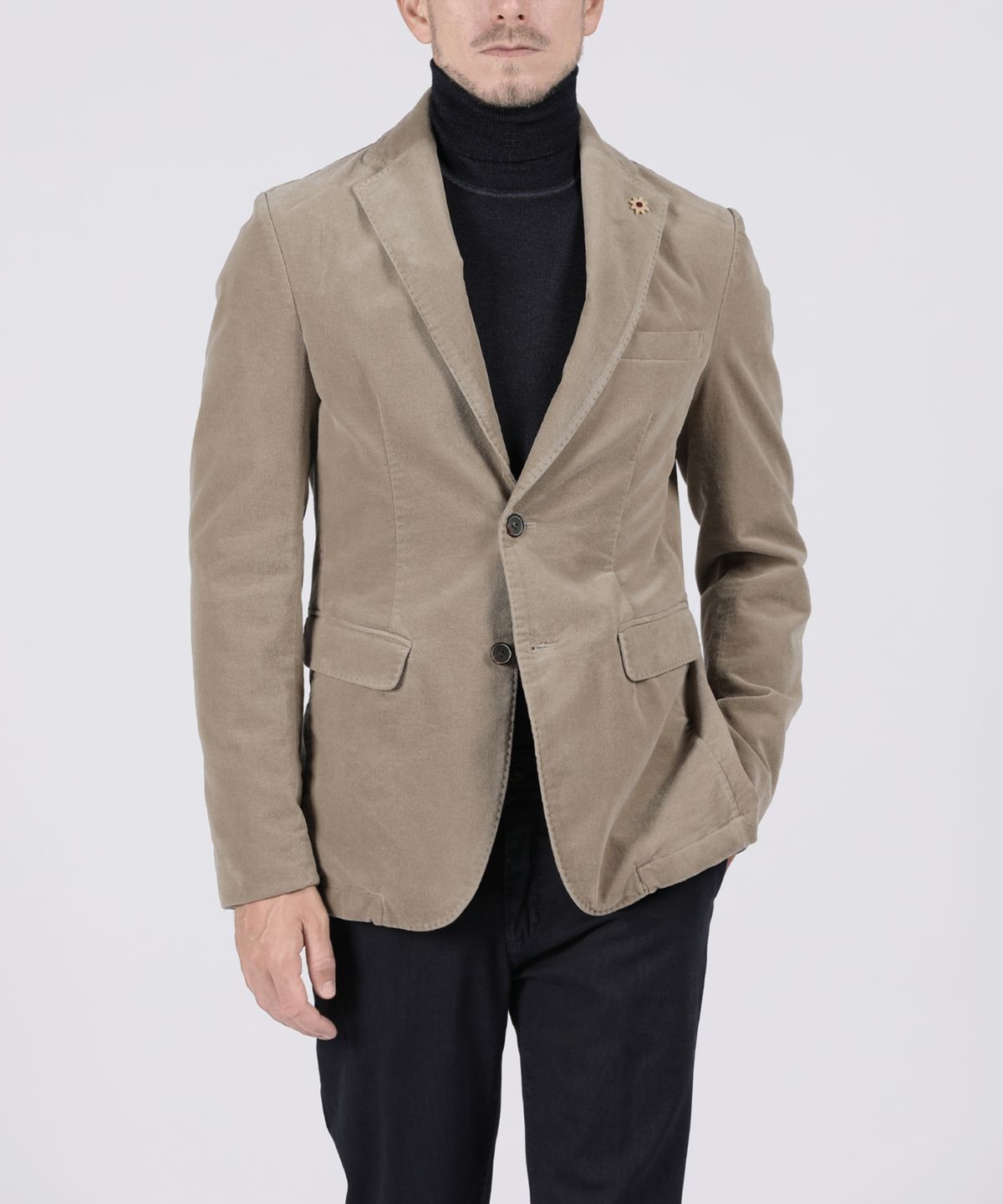 빠니깔레(PANICALE) 베이지 코튼 벨벳 슬림핏 자켓