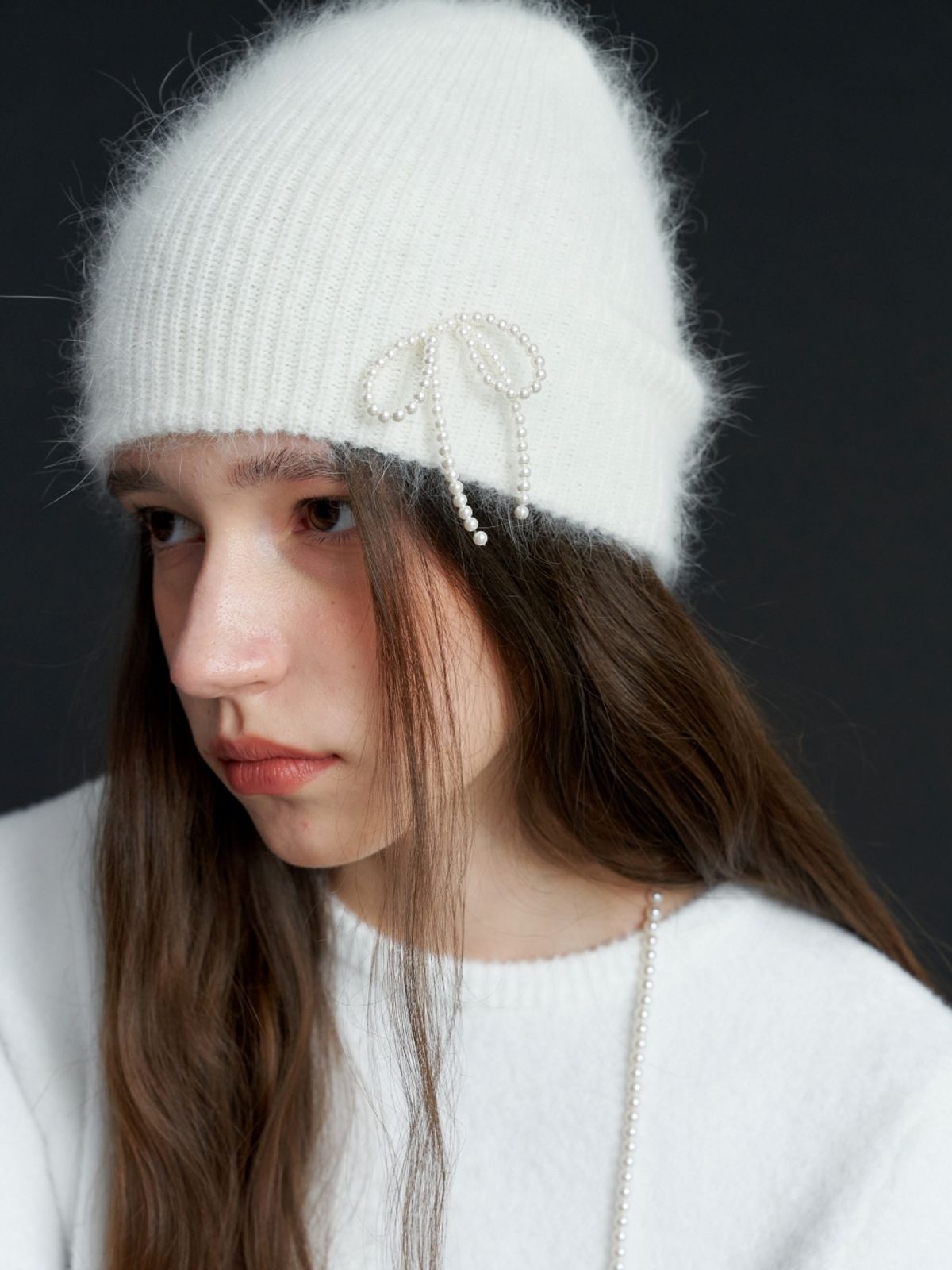 러브미몬스터(LOVE ME MONSTER) Pearl Ribbon Angora Beanie_5COL (L234MCP030)