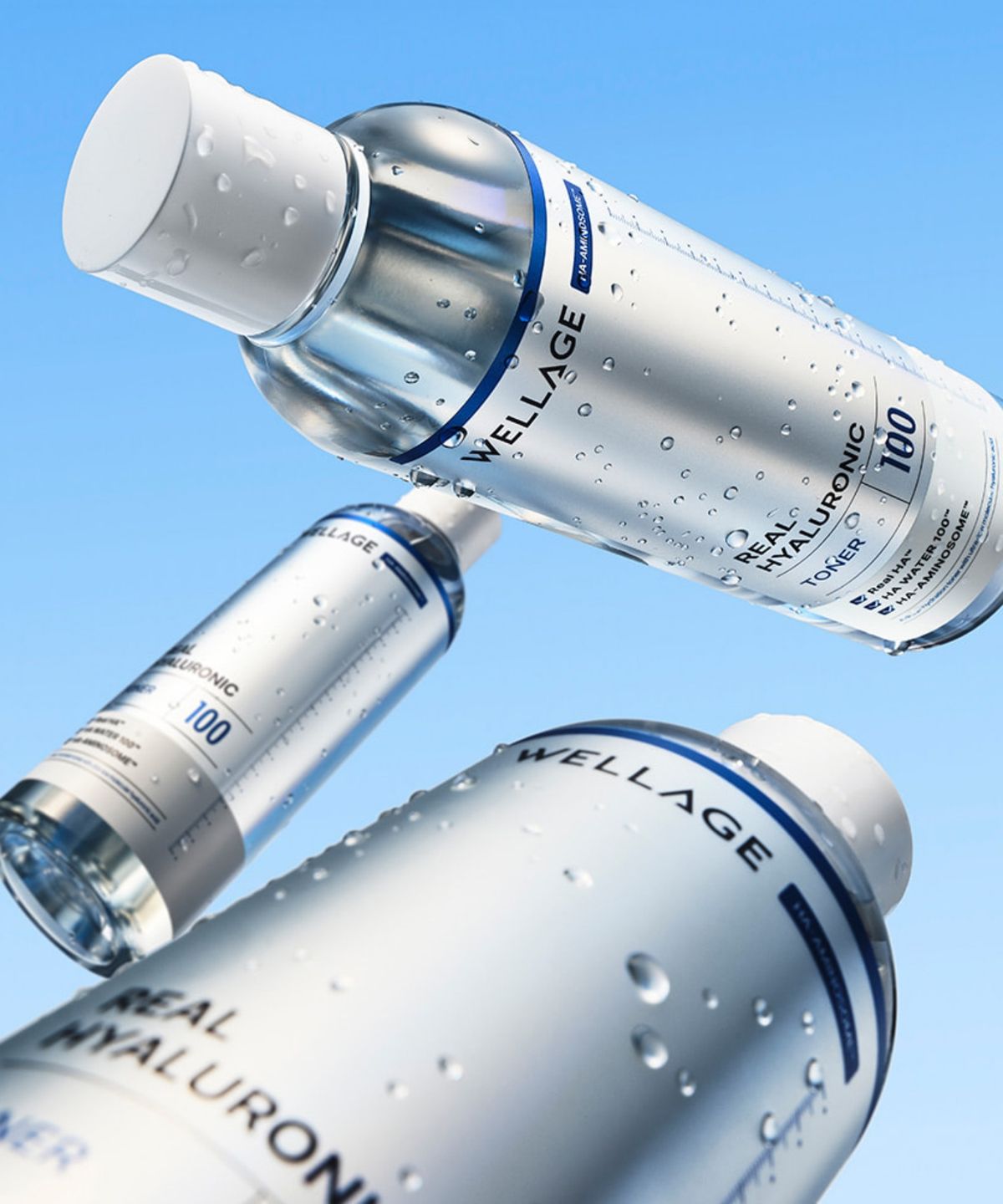 웰라쥬(WELLAGE) 리얼 히알루로닉 100 토너 200ml x 2개 (+블루 앰플 마스크 5매 증정)