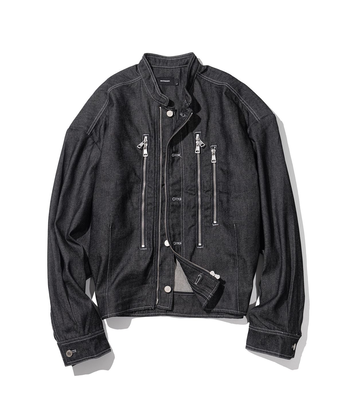 매스노운(MASSNOUN) HIGH NECK BIKER DENIM MFHJK003-BK