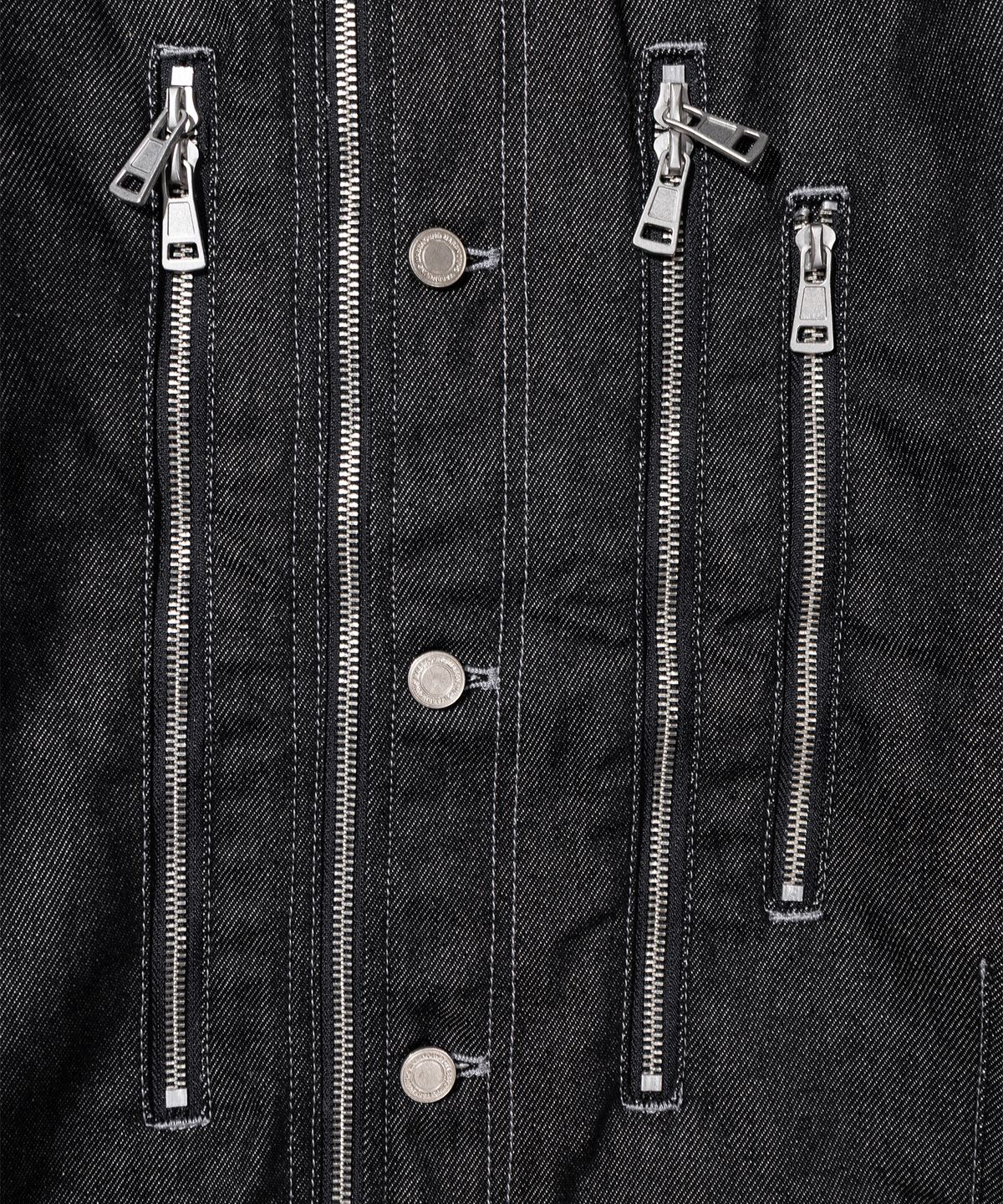 매스노운(MASSNOUN) HIGH NECK BIKER DENIM MFHJK003-BK
