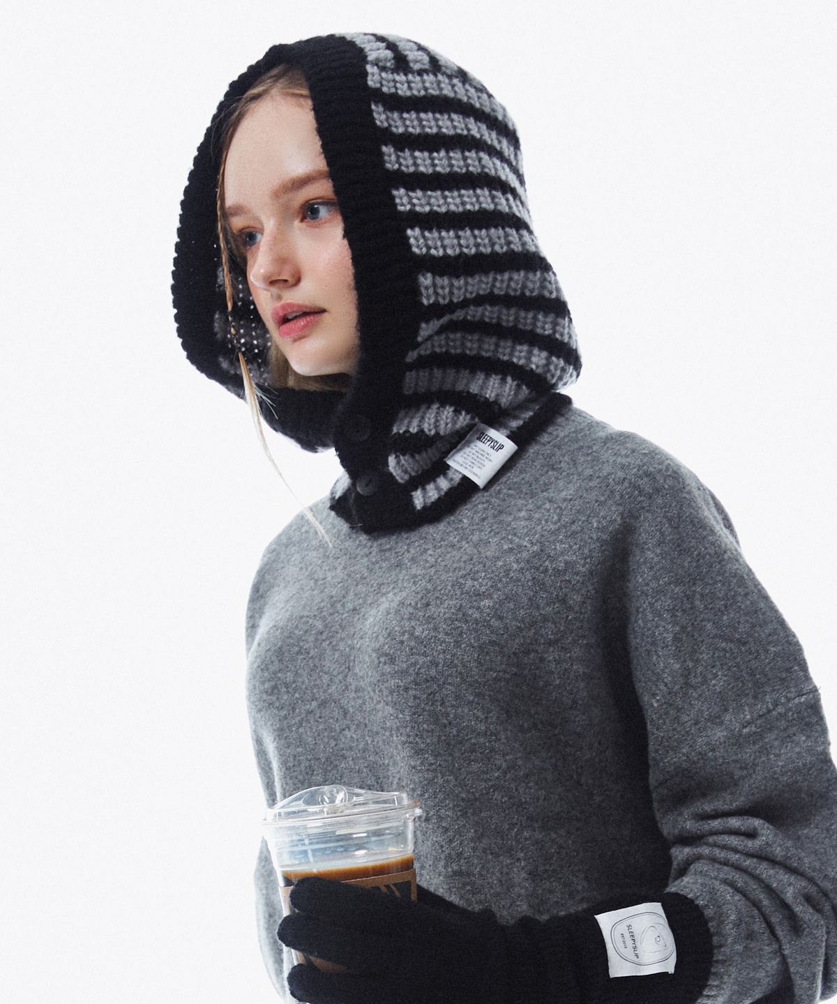 슬리피슬립(SLEEPYSLIP) BEE KNIT GRAY BARACLAVA