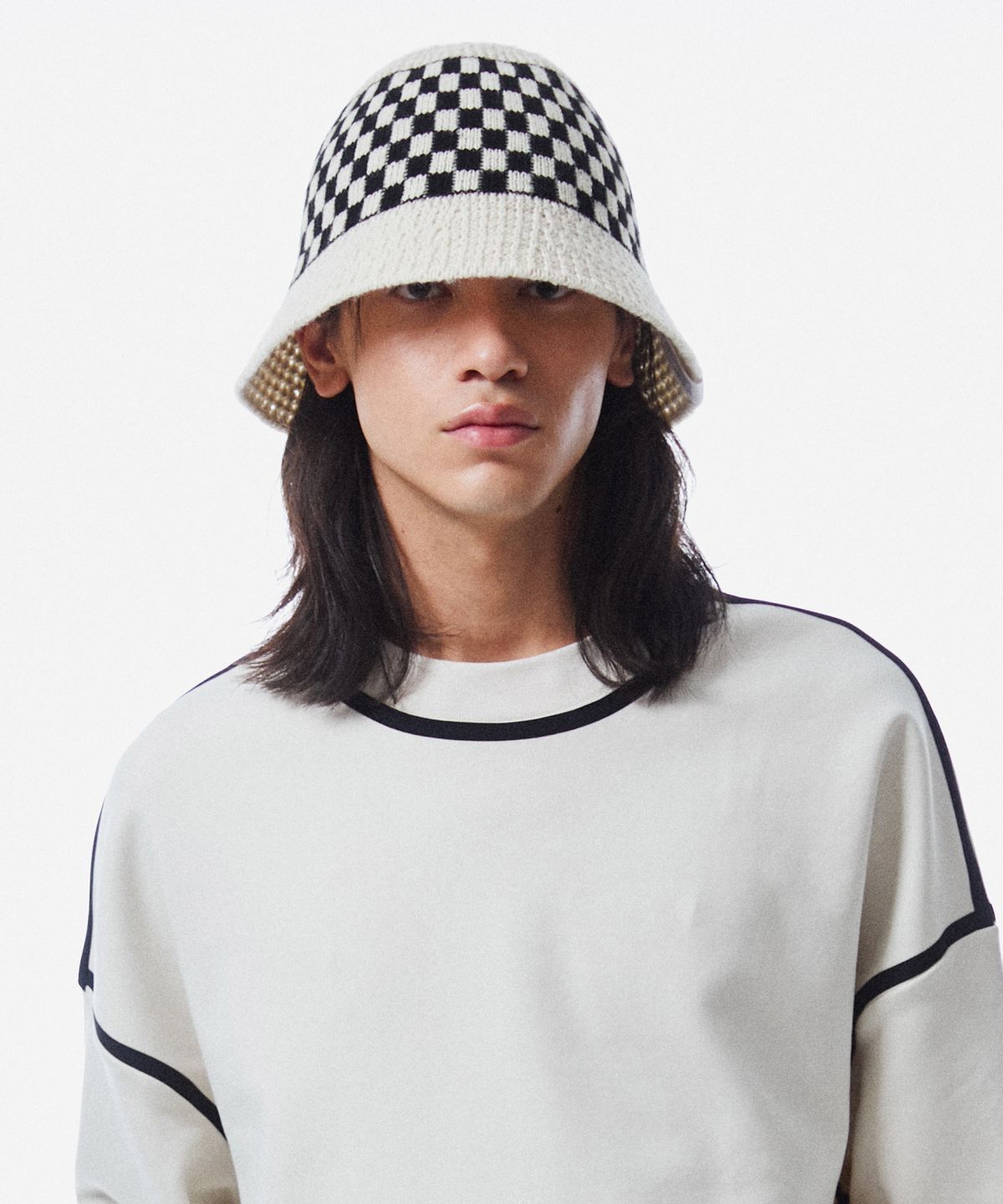 슬리피슬립(SLEEPYSLIP) CHESSBOARD IVORY BUCKET HAT