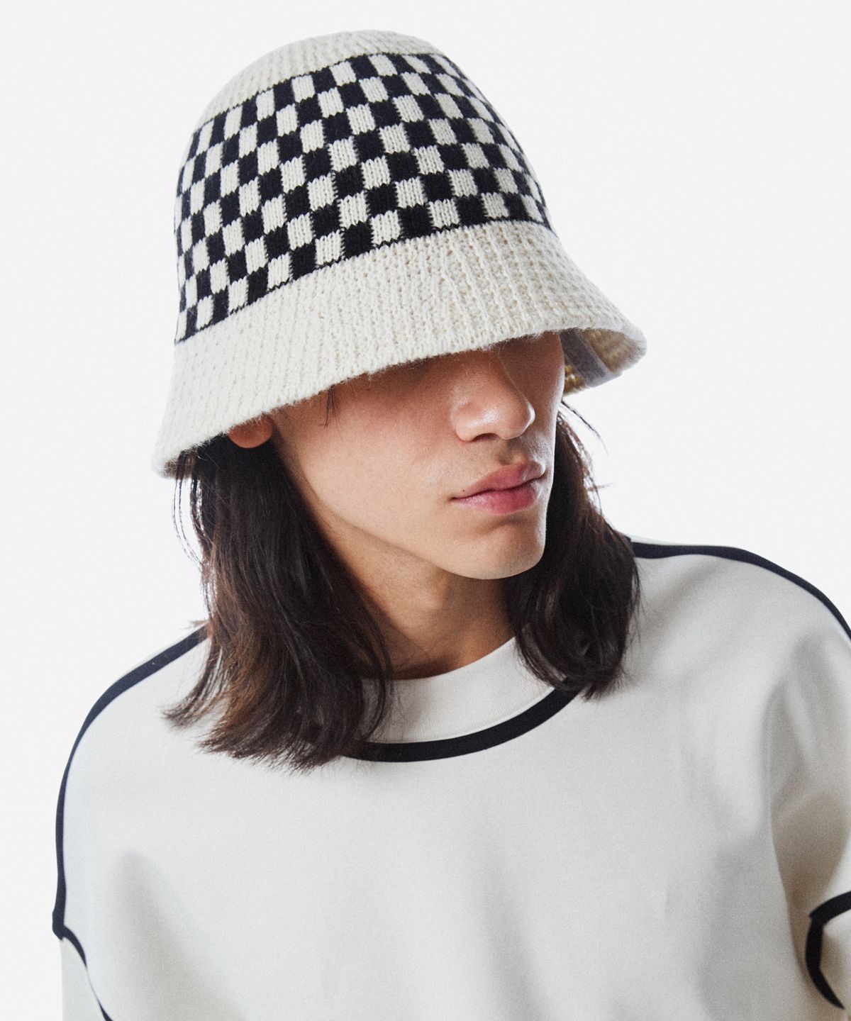 슬리피슬립(SLEEPYSLIP) CHESSBOARD IVORY BUCKET HAT