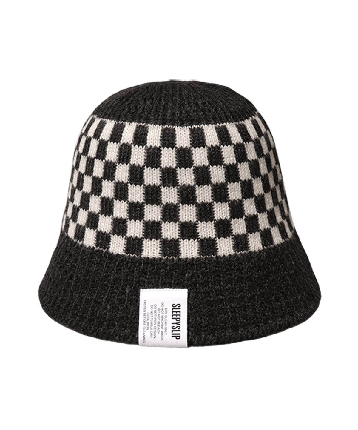 슬리피슬립(SLEEPYSLIP) CHESSBOARD CHARCOAL BUCKET HAT