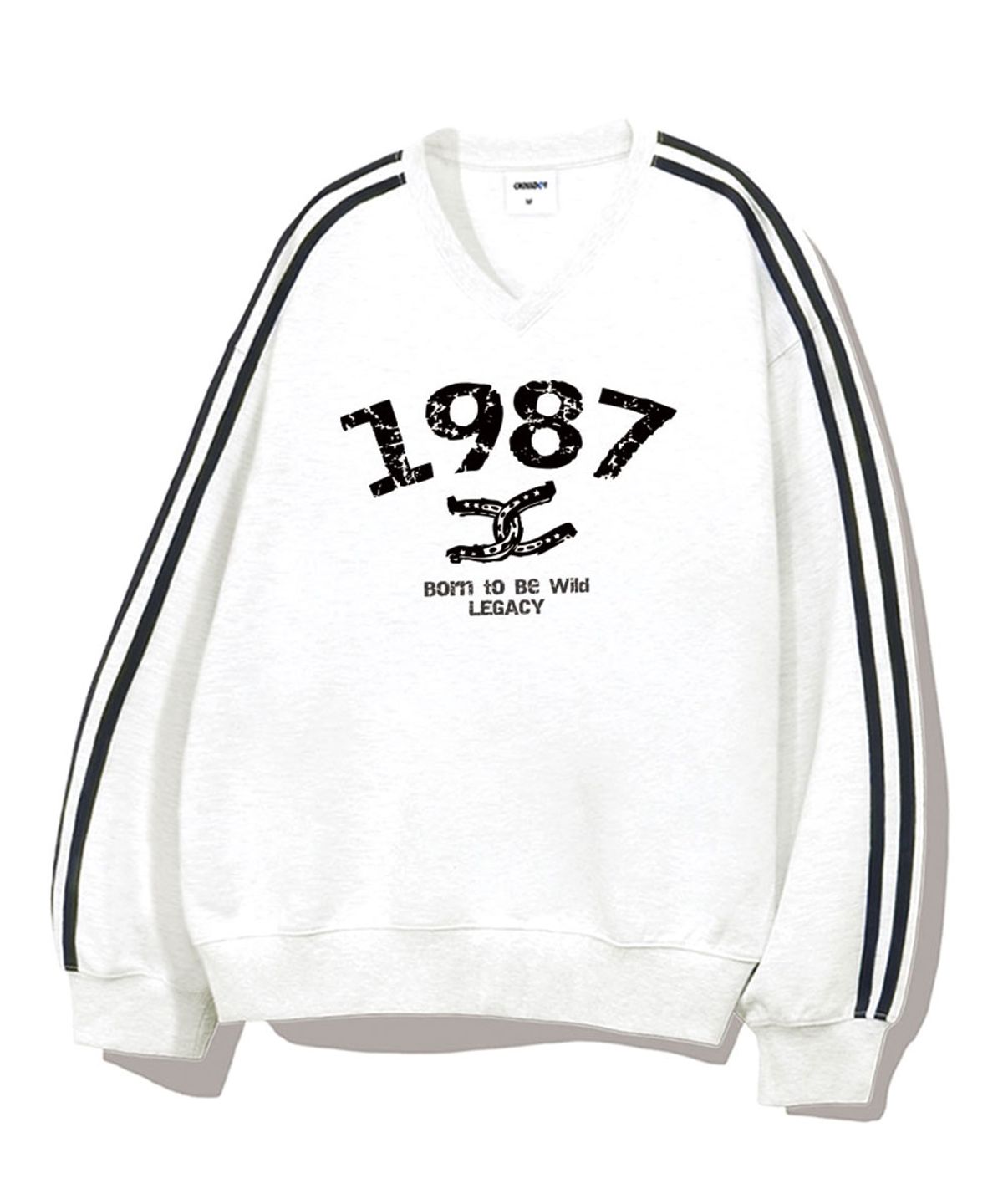 크로스닷(CROSSDOT) 1987와일드 오버핏 트랙 브이넥 맨투맨 5 Color [CRDV_4003]