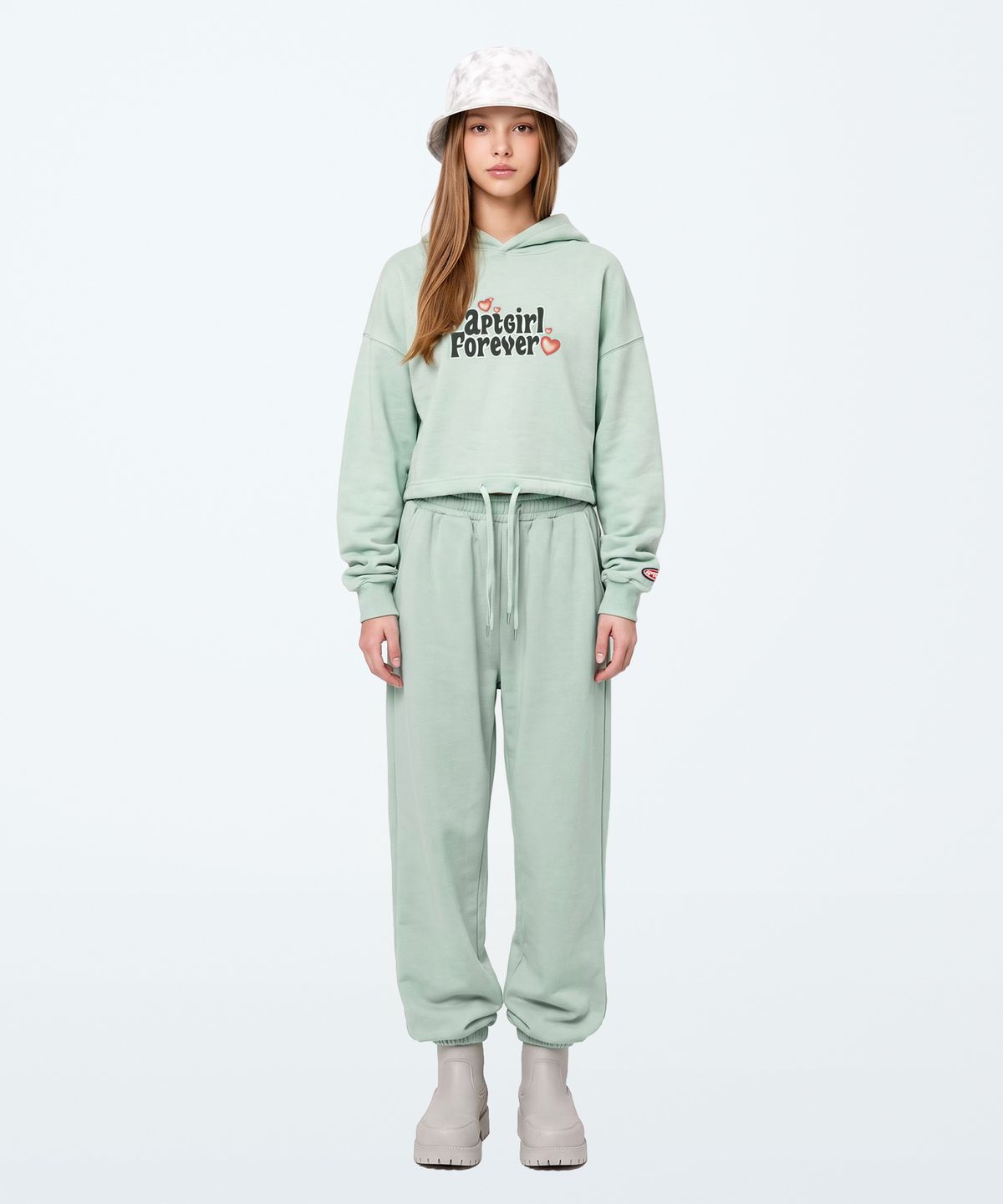 아파트먼트(APARTMENT) (W) LOVY CROP HOODIE - LIGHTMINT