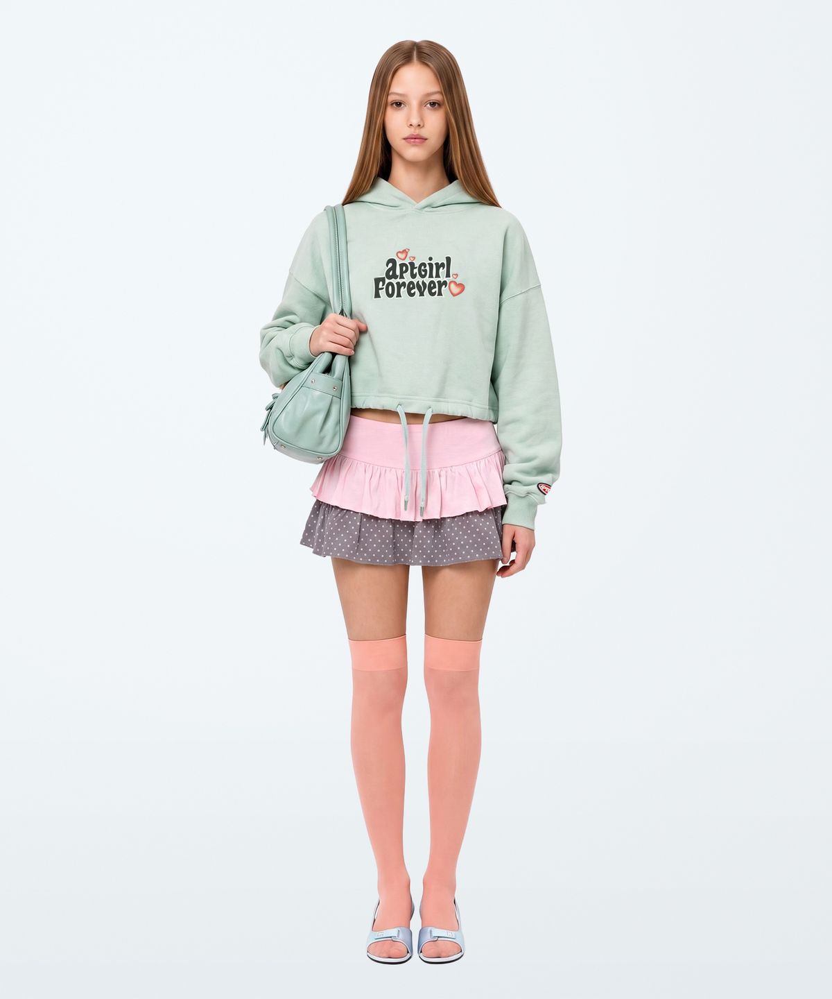 아파트먼트(APARTMENT) (W) LOVY CROP HOODIE - LIGHTMINT