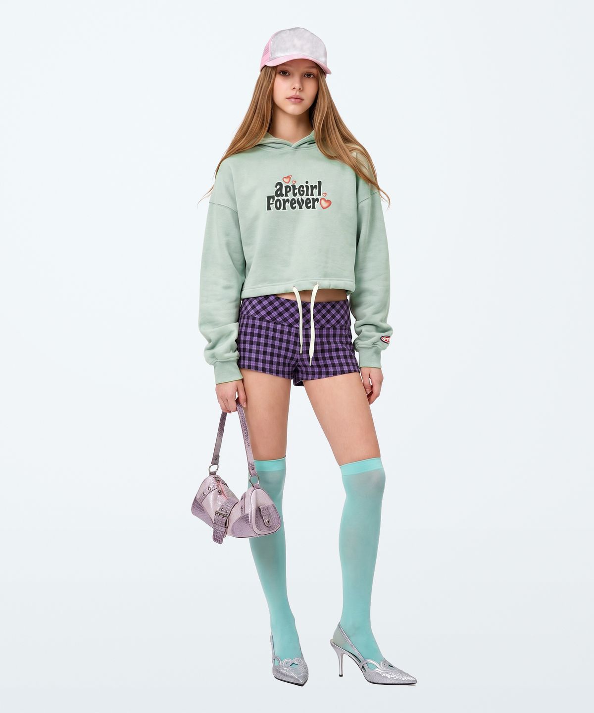 아파트먼트(APARTMENT) (W) LOVY CROP HOODIE - LIGHTMINT