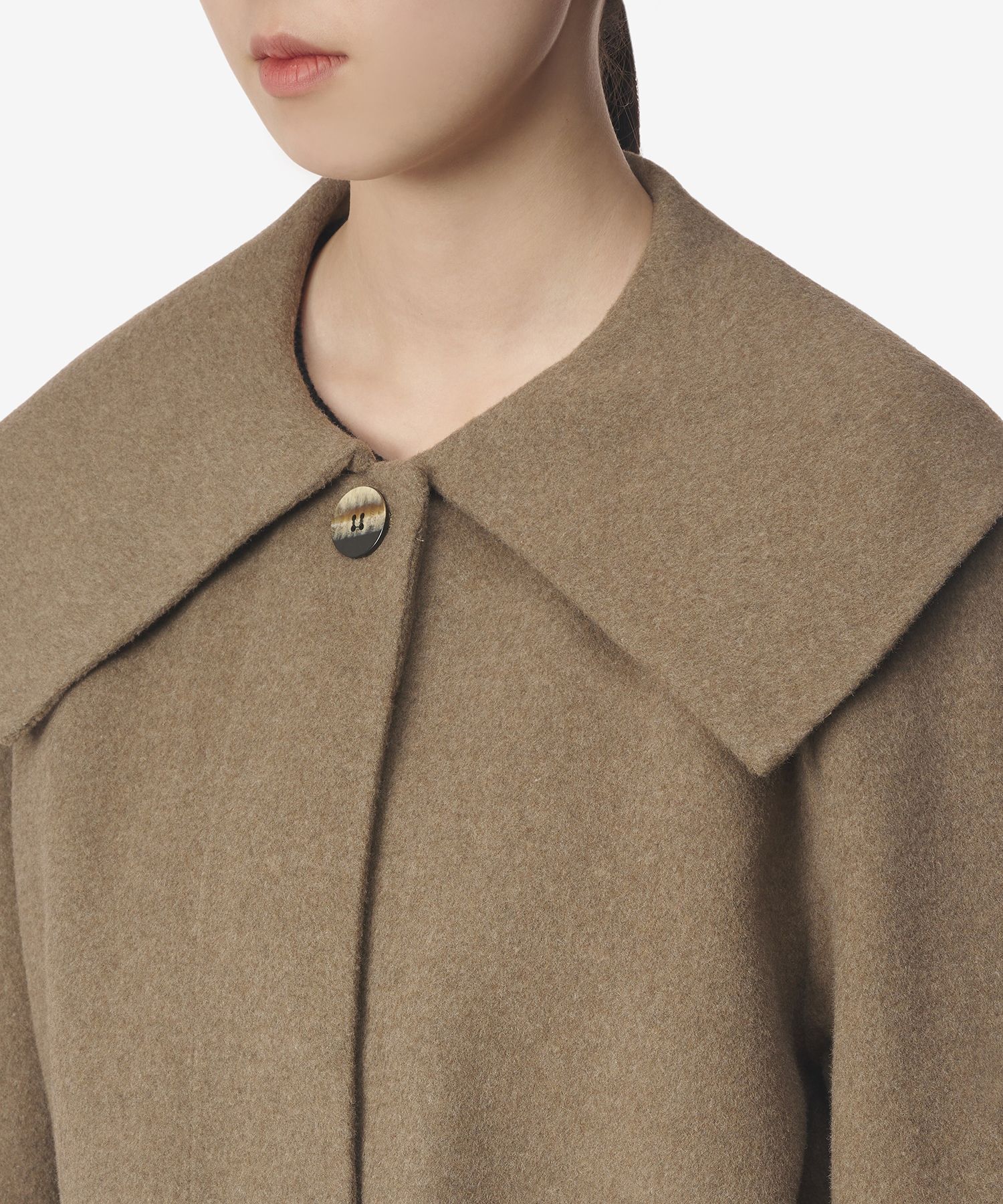 ★Ganni★ Wide collar coat brown F8327554 F8327554FW23 MUSINSA | GANNI Wide Collar Coat - Brown / F8327554