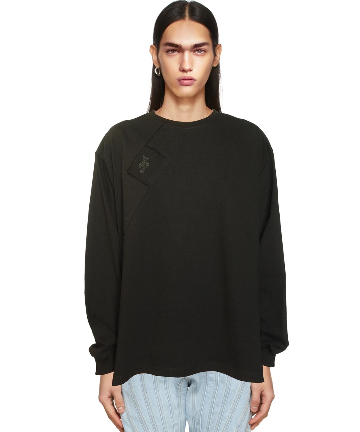 2113 스튜디오(2113 STUDIO) Ep.6 Long sleeve Music logo slash cut Black top No.13